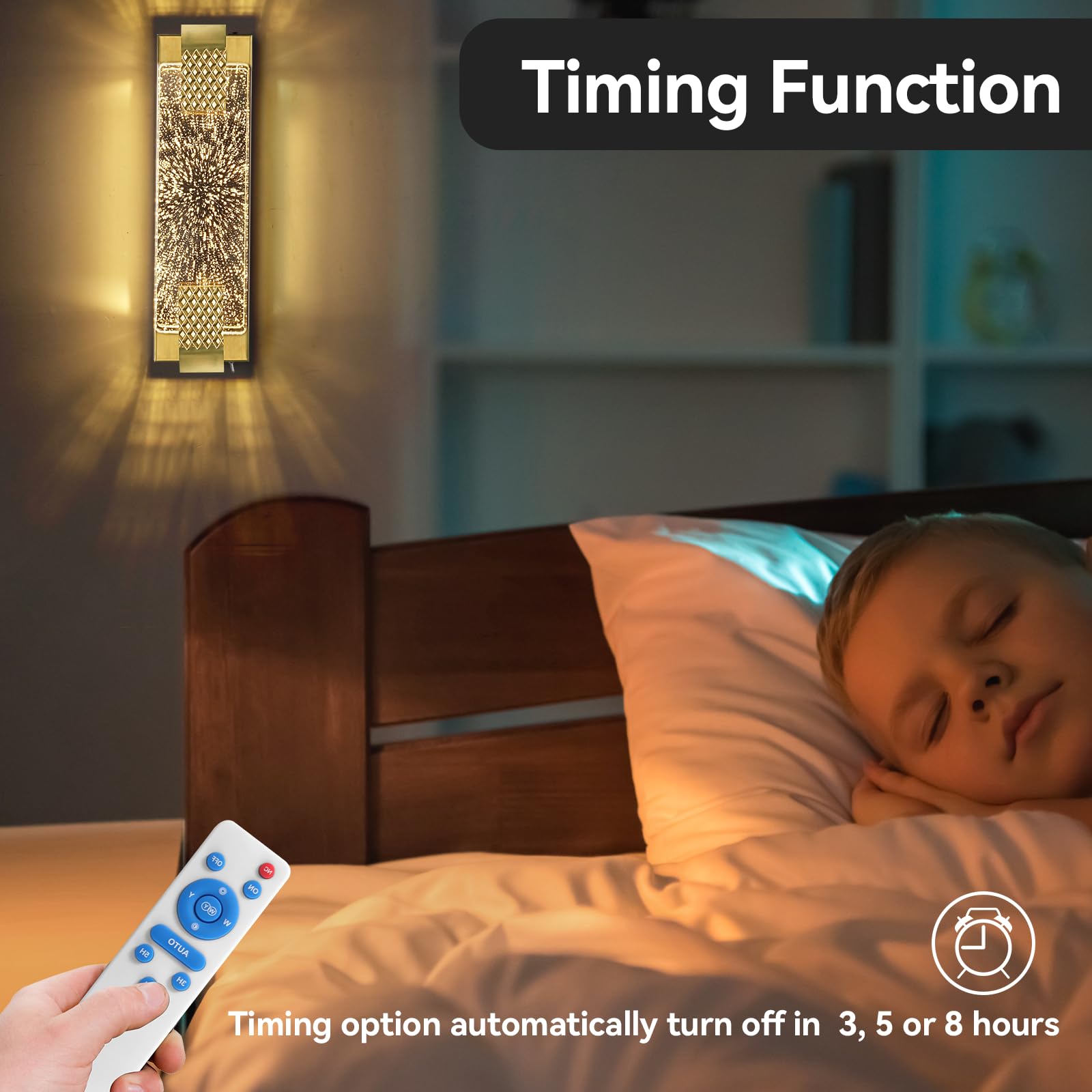 camuucci Rechargeable Battery Operated Wall Sconce, 15.2" Gold Glass Dimmable Light, Remote Control, Model SNCD, Indoor Use