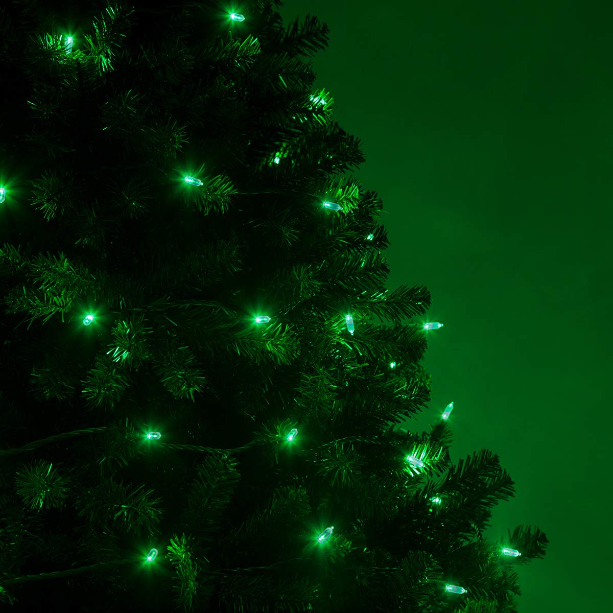 Wintergreen Lighting 50 T5 Green Christmas Tree Lights, 25.5' Led Christmas Lights Mini Lights St. Patricks Day Lights Halloween Lights Holiday Lights