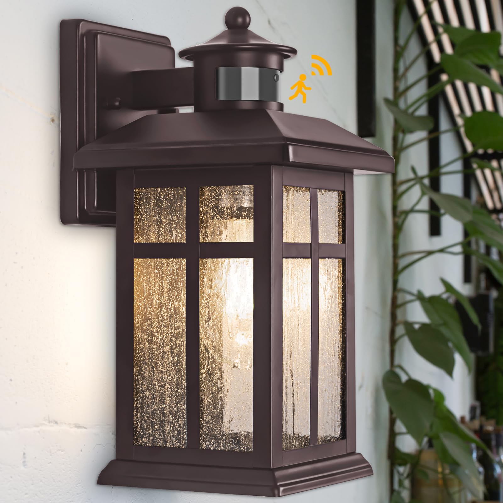 Updated Dusk to Dawn Porch Light, Exterior Light Fixtures Wall Mount Oil Rubbed Bronze, Porch Lights Dusk to Dawn Bronze, with E