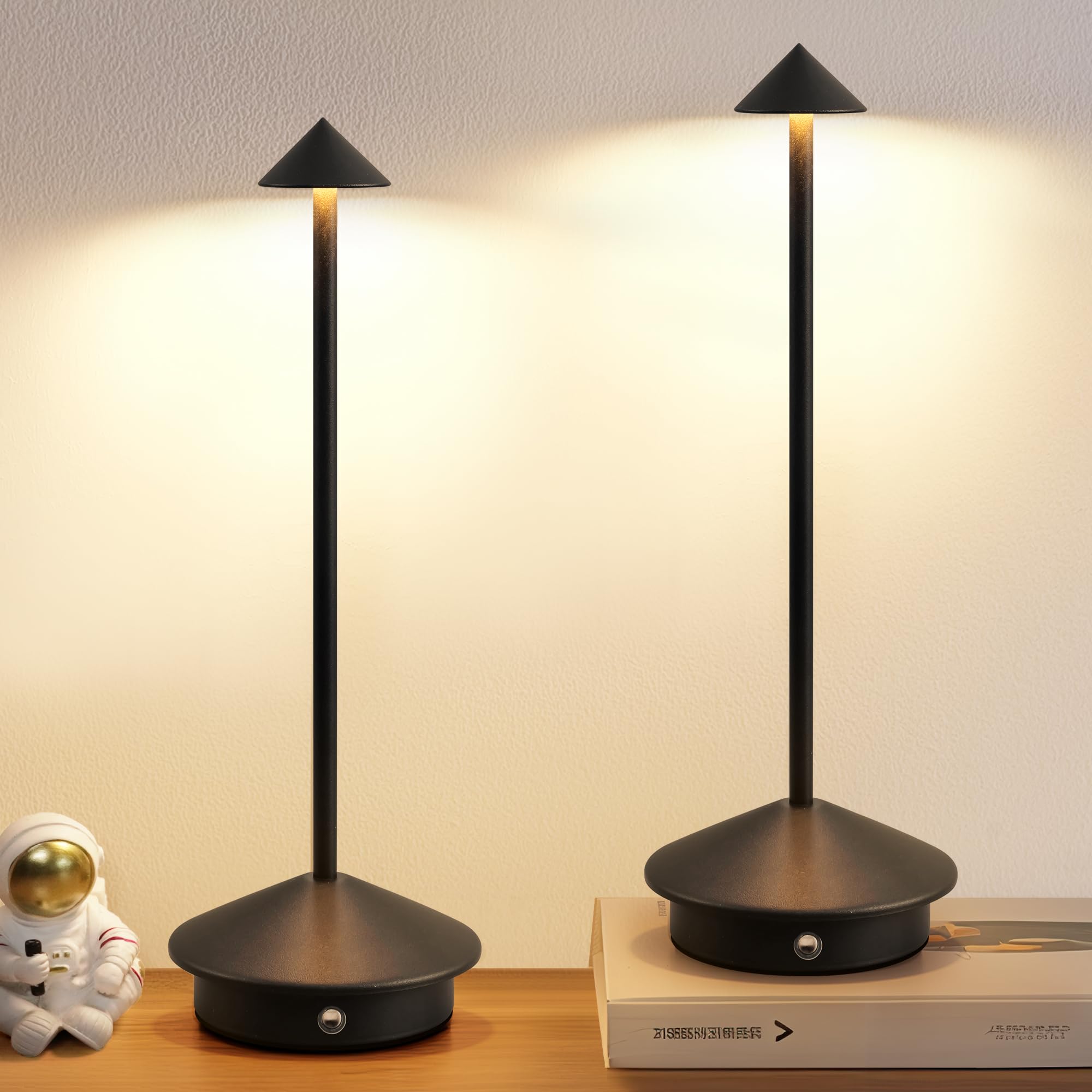 NEWSEE Cordless Table Lamp Set of 2, LED, 5000mAh Battery, White, Model AMZ-TBL-023-WH2