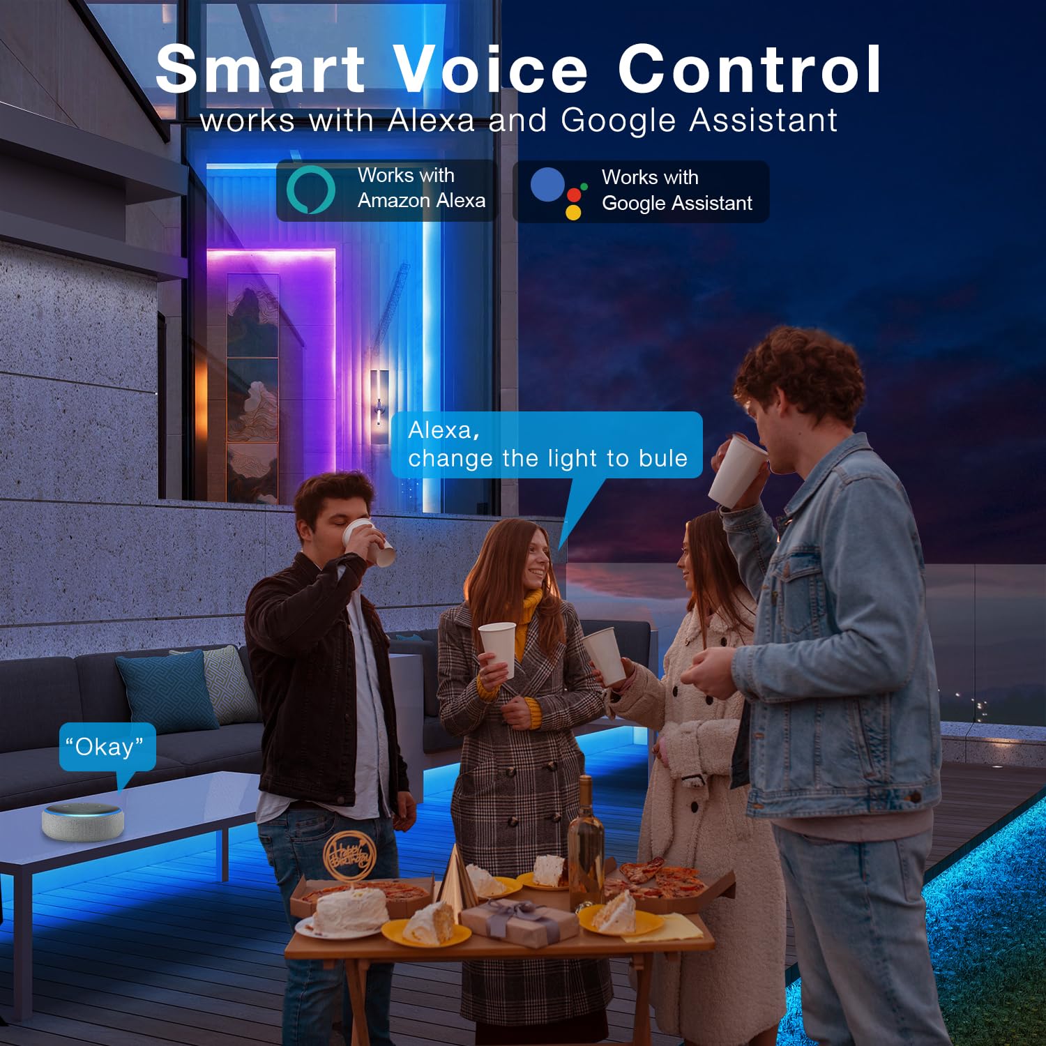 Daybetter Outdoor Led Strip Lights Waterproof, Smart Led Lights Work With Alexa And Google Assistant, Wifi App Control Diy Multi