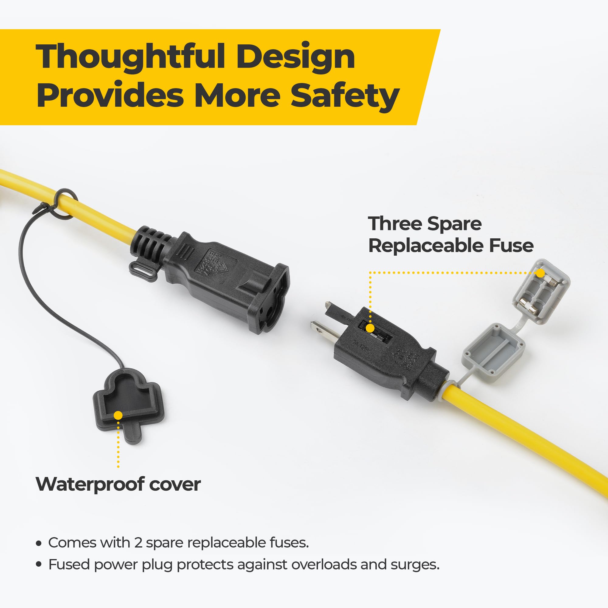 Hyanglux 3 Prong Mechanical Switch Outdoor Led String Lights: 100Ft 100W 11000Lm Etl Certified Bright Temporary Lighting Hanging