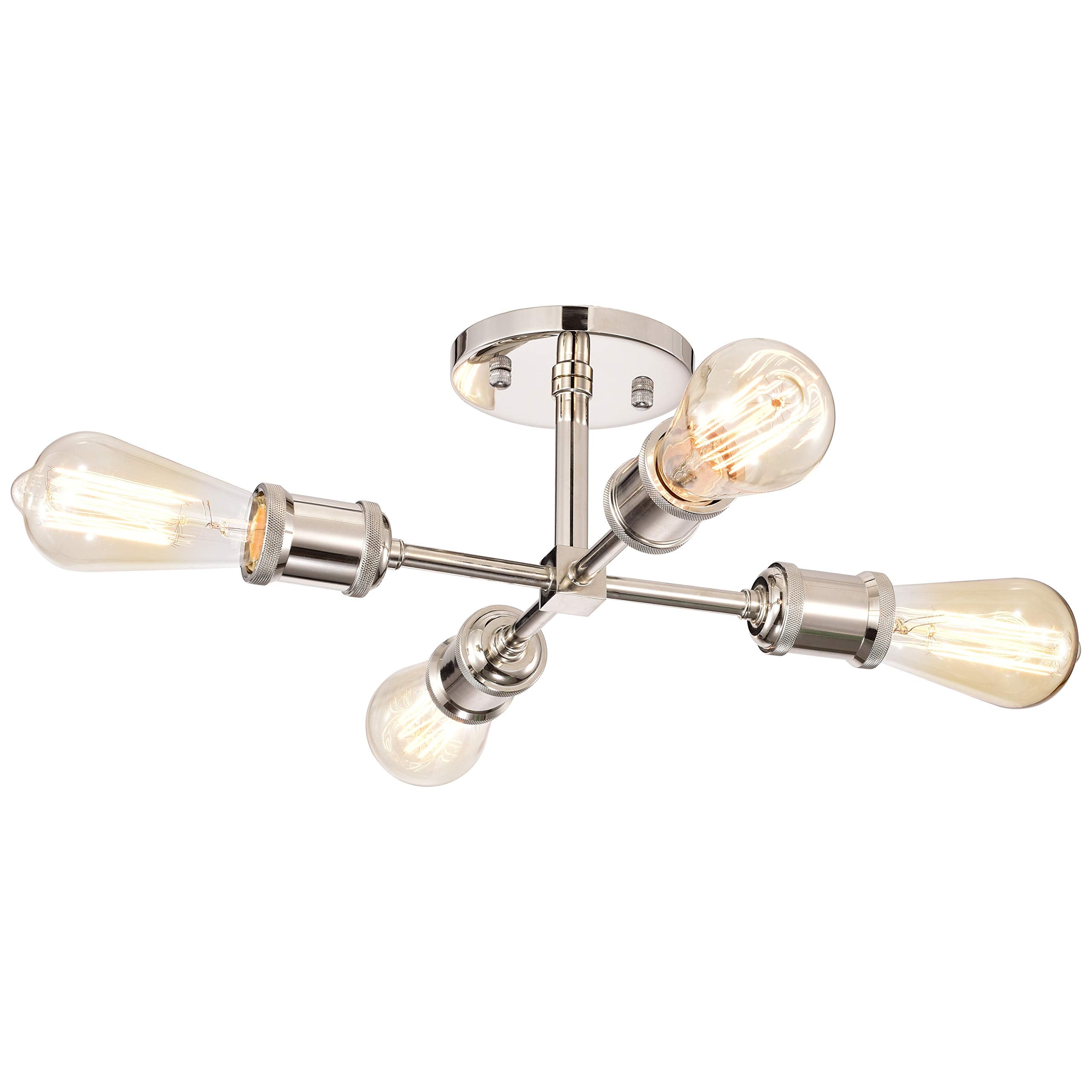 Hyperion house 4Light Polished Nickel Sputnik SemiFlush Mount Ceiling Light Fixture for Kitchen Laundry Bedroom Living Room Ha
