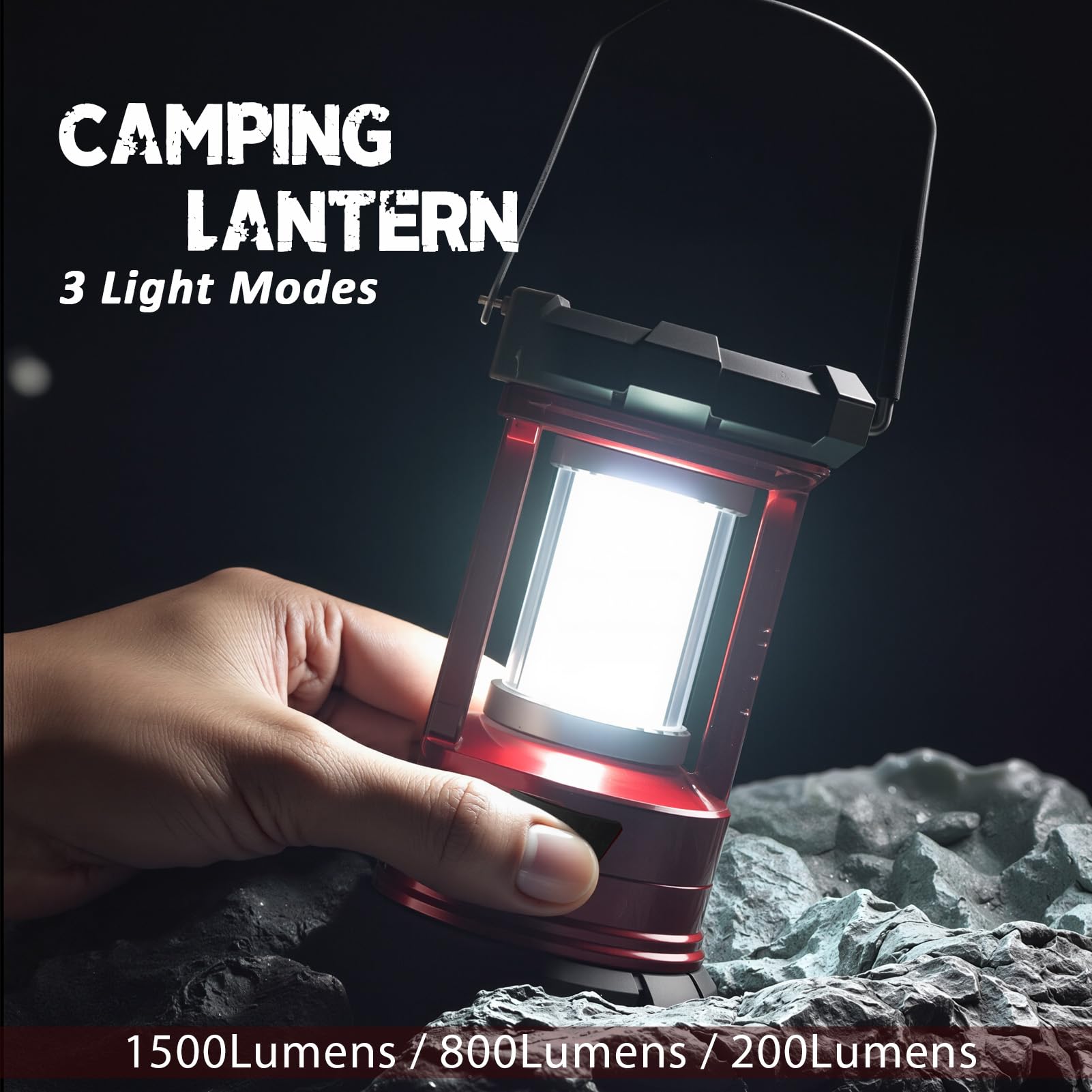 FANT.LUX Rechargeable Camping Lantern, 1500LM, Waterproof, Red, 2 Pack, Model NBMD122