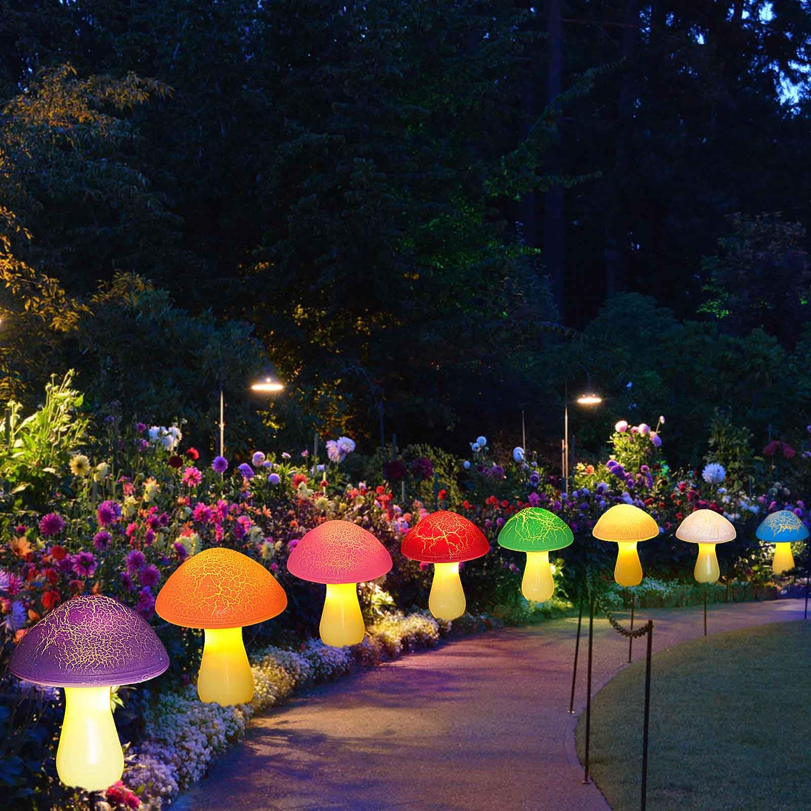Homeleo 8-Pack Newest Cracked Mushrooms For Garden Decor, Solar Mushroom Lights Outdoor, Super Cute Whimsical Garden Art For Yar