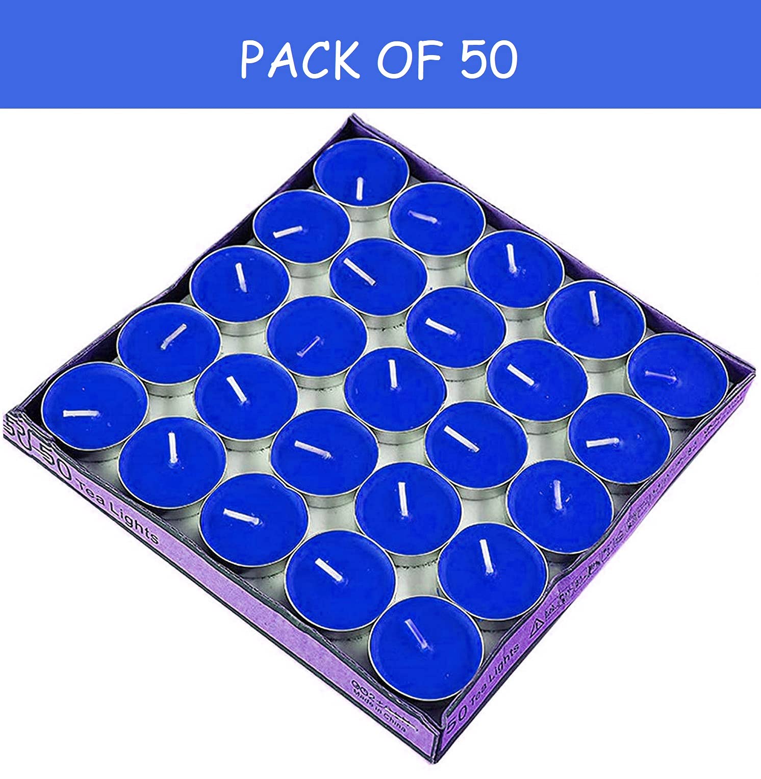 Ein Sof Unscented Tea Lights Candles | Blue Paraffin Wax Tealight Candle Perfect for Home Decor | Long Lasting | 2 to 3 Hours Bu