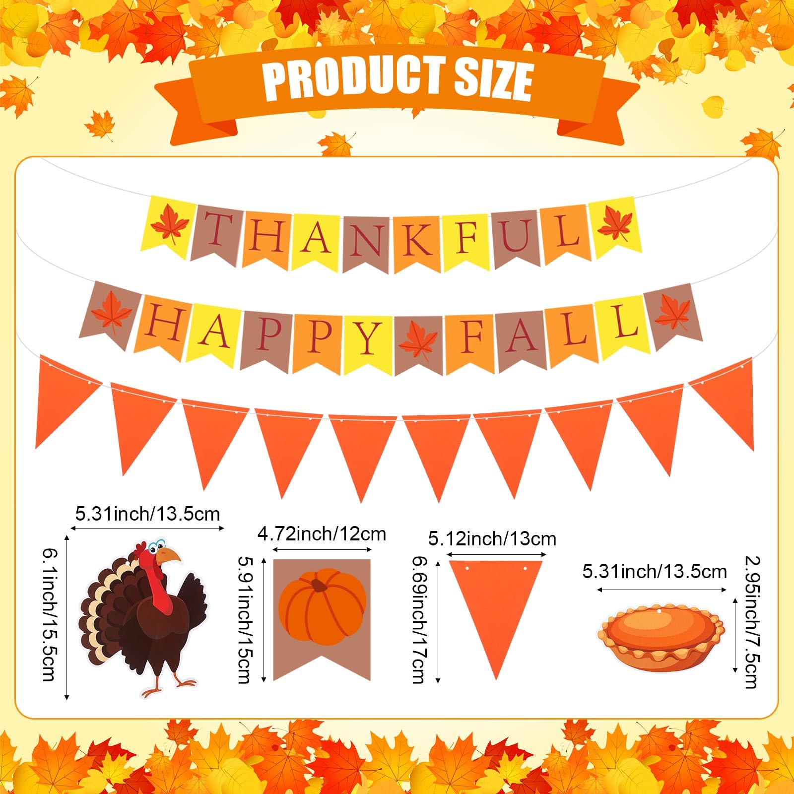 Motiskyy 28 Pcs Thanksgiving Party Decoration Include Thankful Happy Fall Banner Autumn Paper Lanterns Pom Pom Hanging Fans Bunting Garland Swirl Streamers For Thanksgiving Harvest