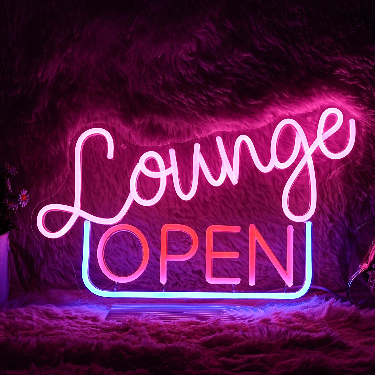 GNVETZLL Dimmable Neon Sign LED Lounge Light for Wall Decor, Acrylic, 16.7inx10.4in, Pink Red Blue
