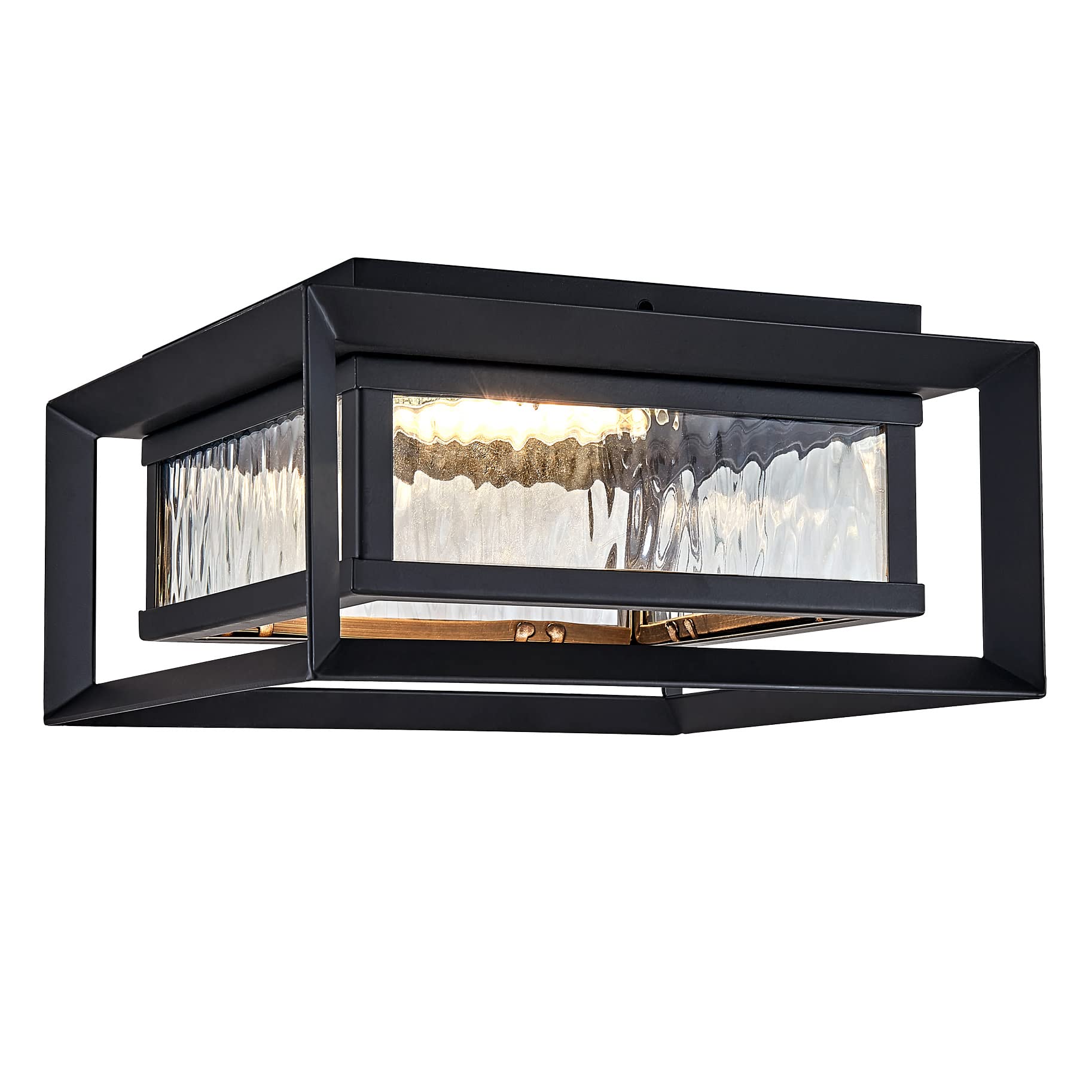 Design House Hartbrook Outdoor Integrated LED Ceiling Light with Clear Glass for Porch Entryway Patio  Matte Black  589234-BLK