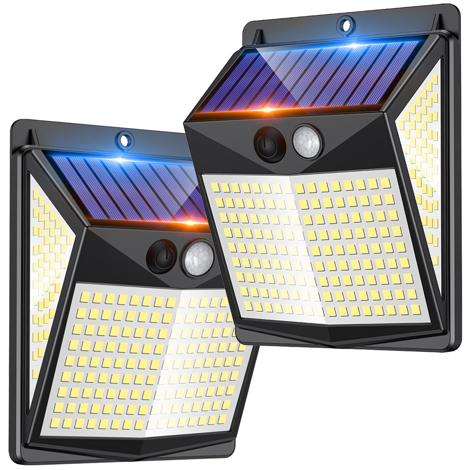 Solar Lights Outdoor Motion Sensor - Solar Motion Detector Lamps for Outside, 238 LED with 300 Angle Illumination and 3 Lighting