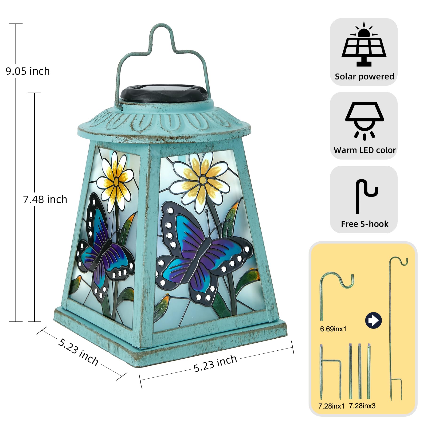 Butterfly Solar Lantern With Shepherd Hook  Outdoor Hanging Metal Led Garden Light Waterproof For Patio Yard Pathway  Unique Butterfly Lantern Decor And Meaningful Garden Gift For Mom Grandma Women