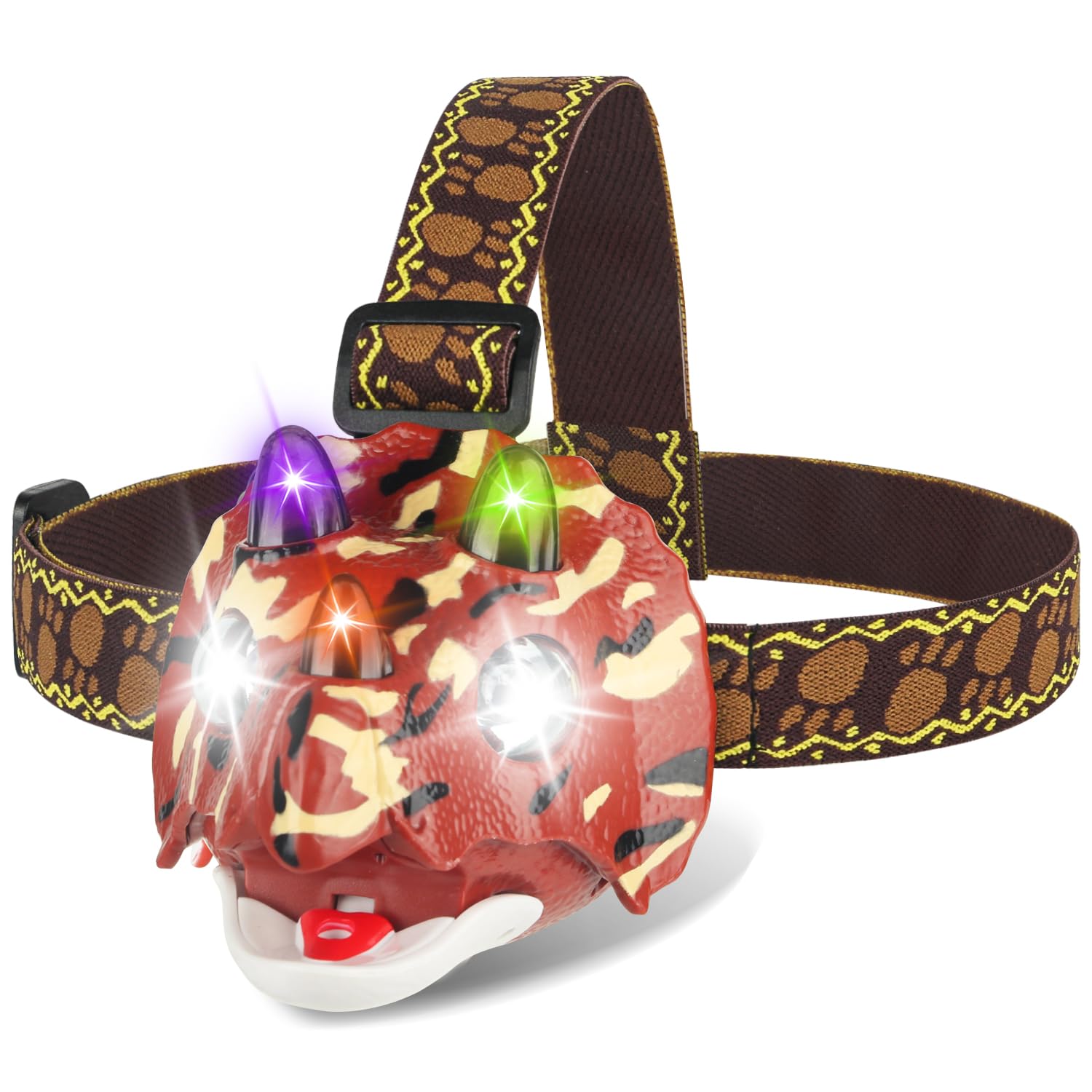 Tigtecgame Triceratops Led Headlamp - Kids Dinosaur Flashlight For Camping, Birthdays & Holidays