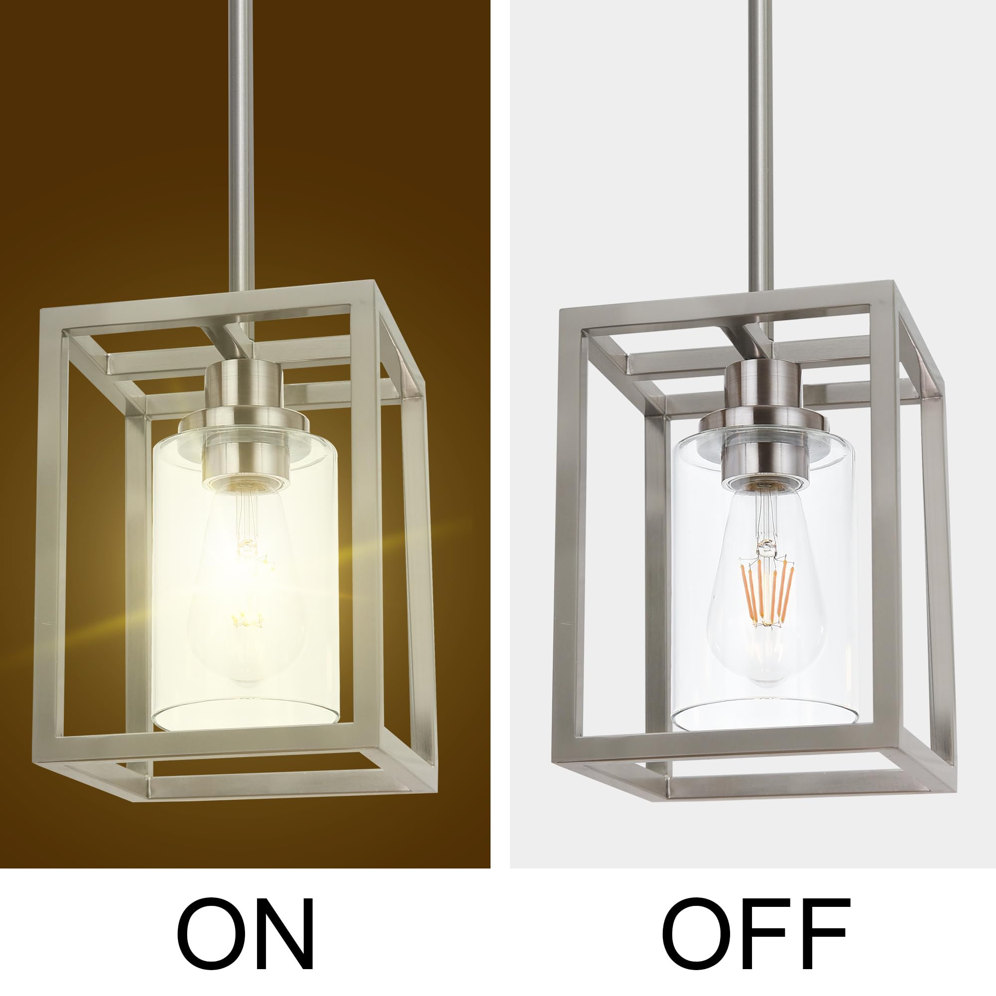MELUCEE 2 Pack Modern Pendant Light Fixtures, Brushed Nickel, 6.7", Metal, 1-Light Small Chandeliers with Clear Glass Shade