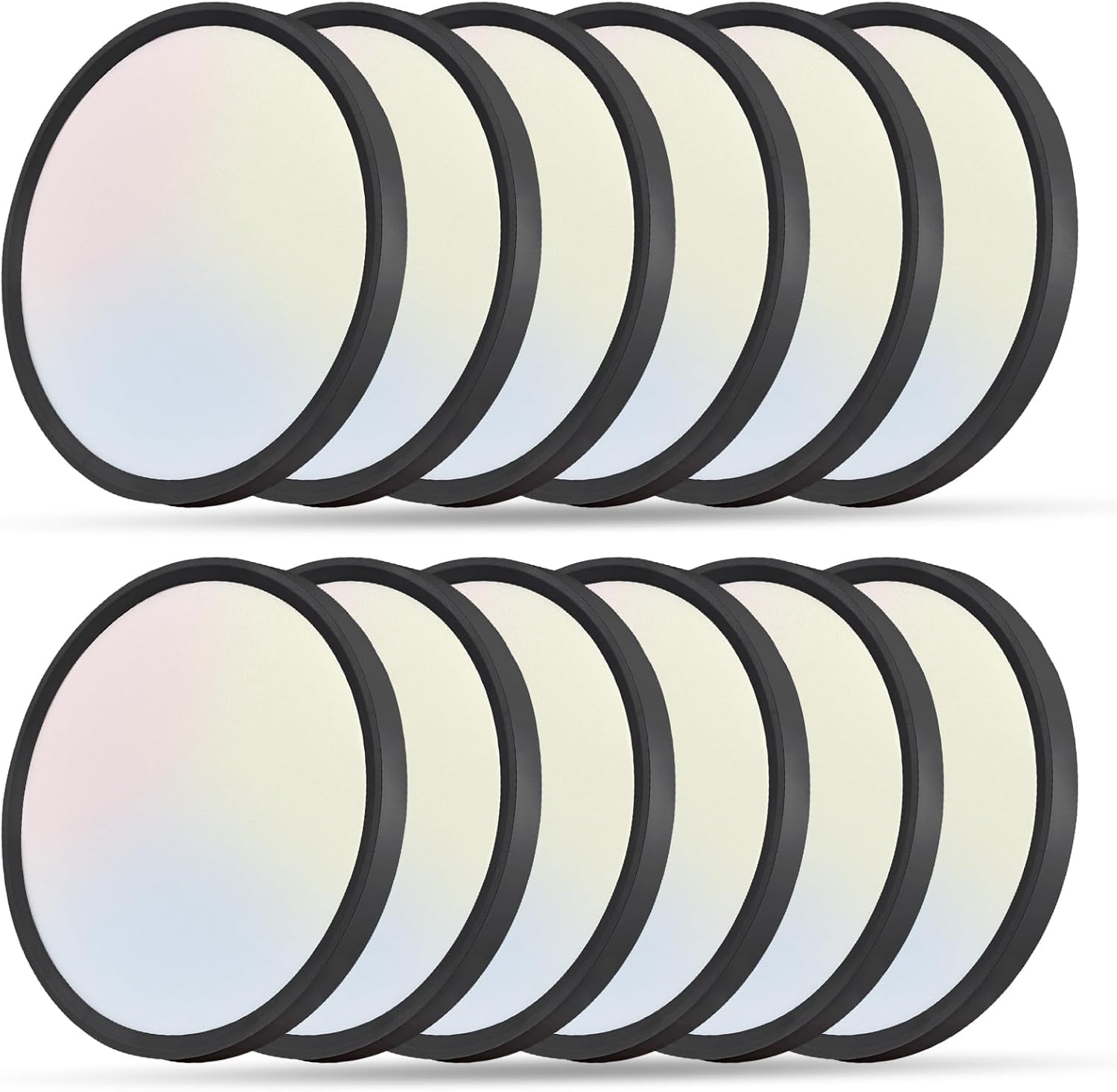 OFFIY 12PK 12 Inch LED Flush Mount Ceiling Light, 24W, 2520LM, 3000K/4000K/6000K CCT Selectable Super Slim LED Ceiling Light, Cl