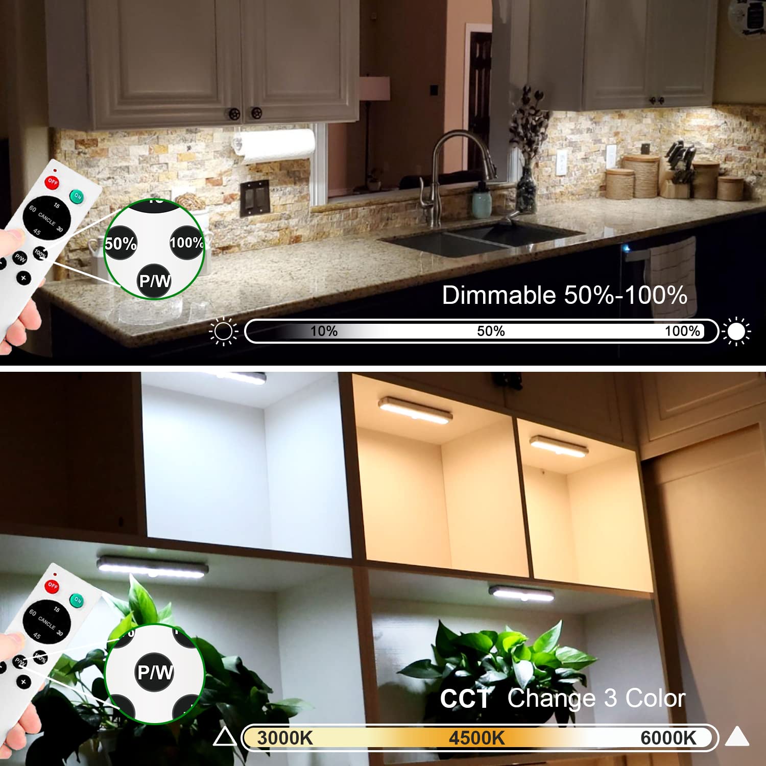 Szokled Wireless Under Cabinet Lighting, Dimmable 20 Led Nightlight Bar, Remote Control, 4 Pack