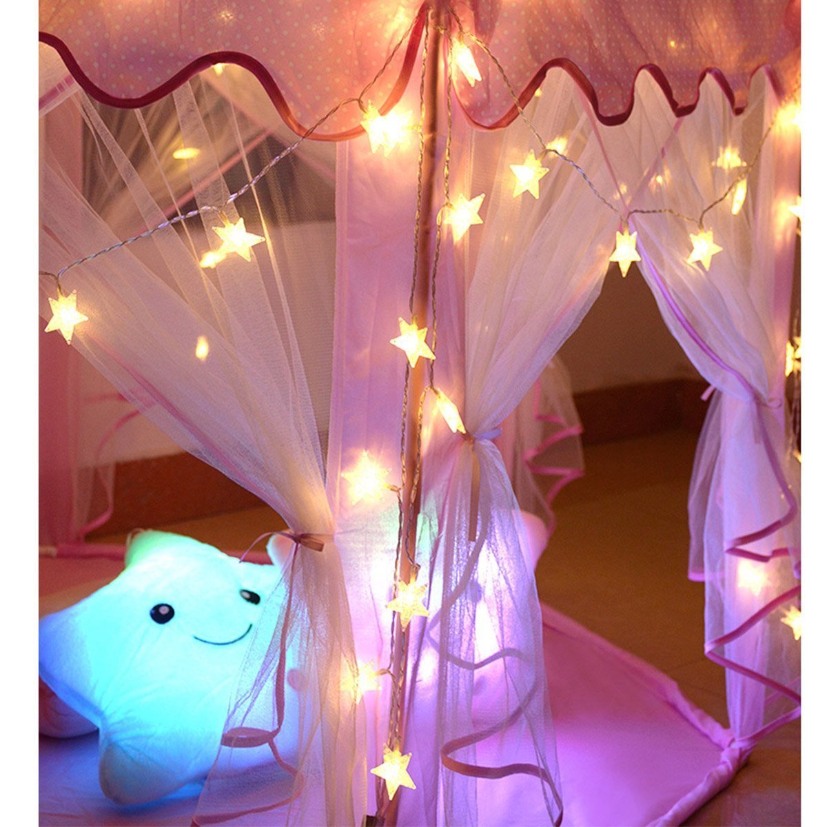 Homeleo Star Fairy Lights, 50 LED Warm White String Lights, Battery Powered, Remote Control, Model HLD361, Copper Material