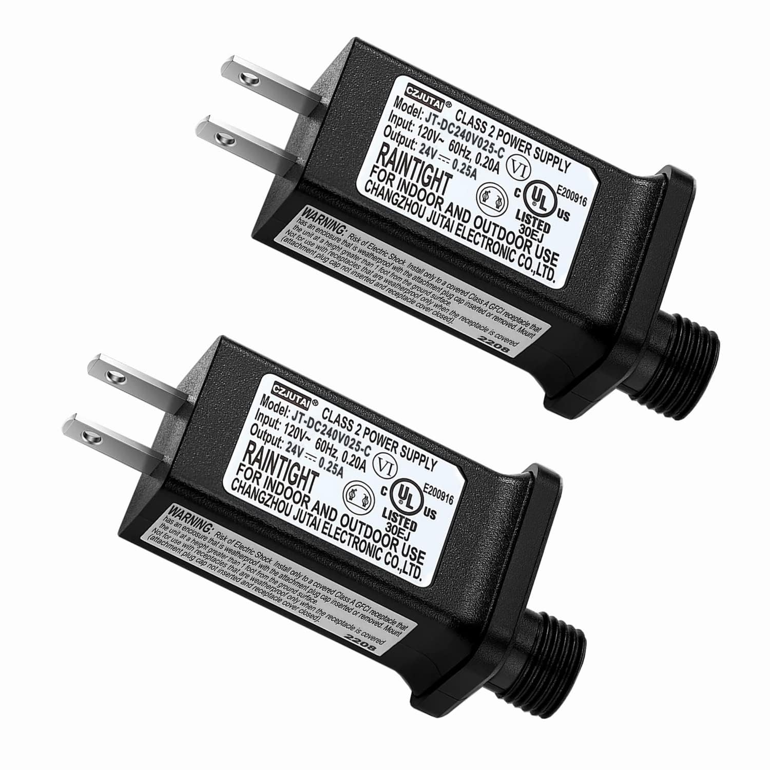 2PCS Replacement 24V 0.25A LED Transformer Model JT-DC240V025-C Class 2 Power Supply IP44 LED Light Controller Low Voltage Trans