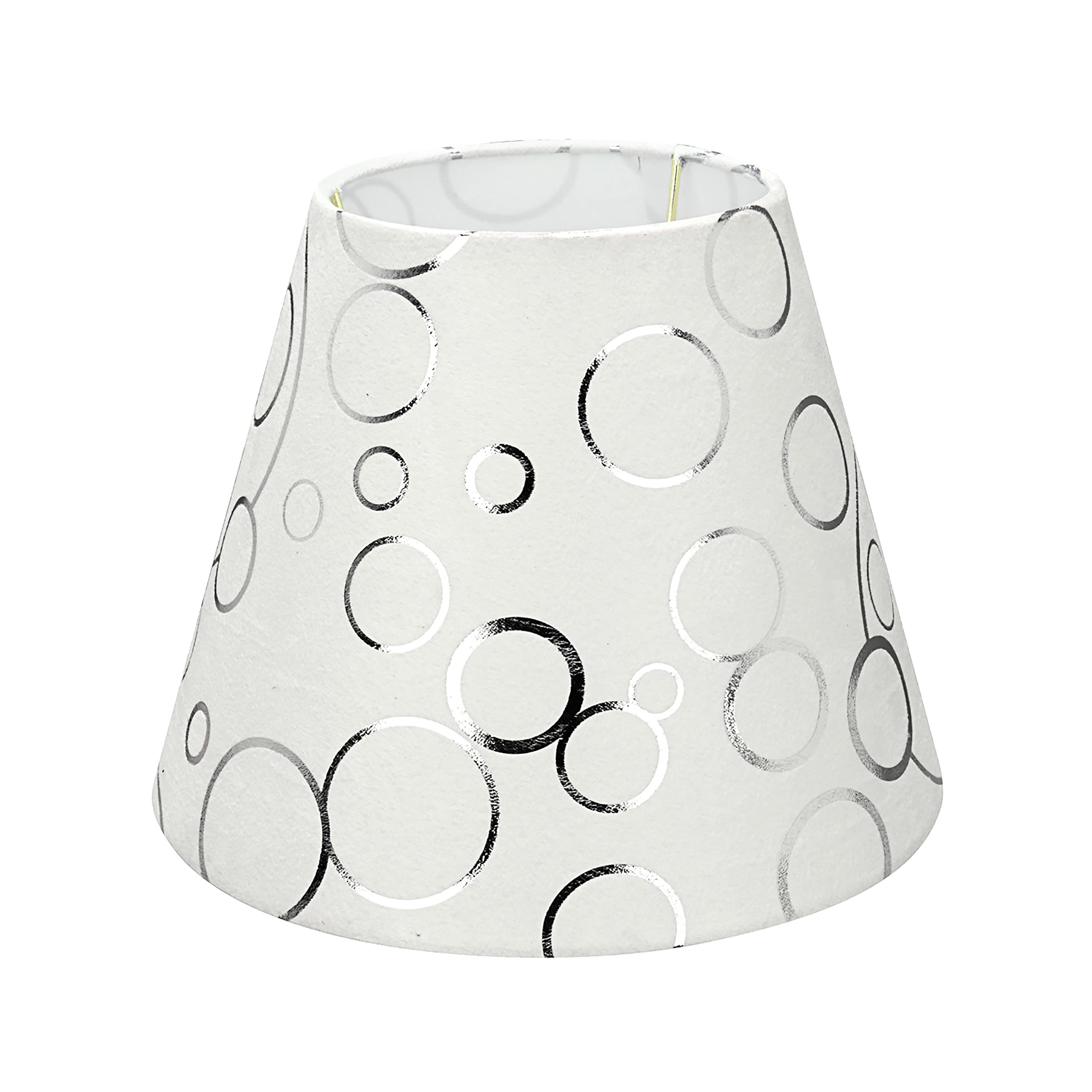 Aspen Creative 58901A  Empire Uno Lamp Shade in White with Circle Pattern  5 Top x 9 Bottom x 7 Slant Height  Slip UNO 33mm