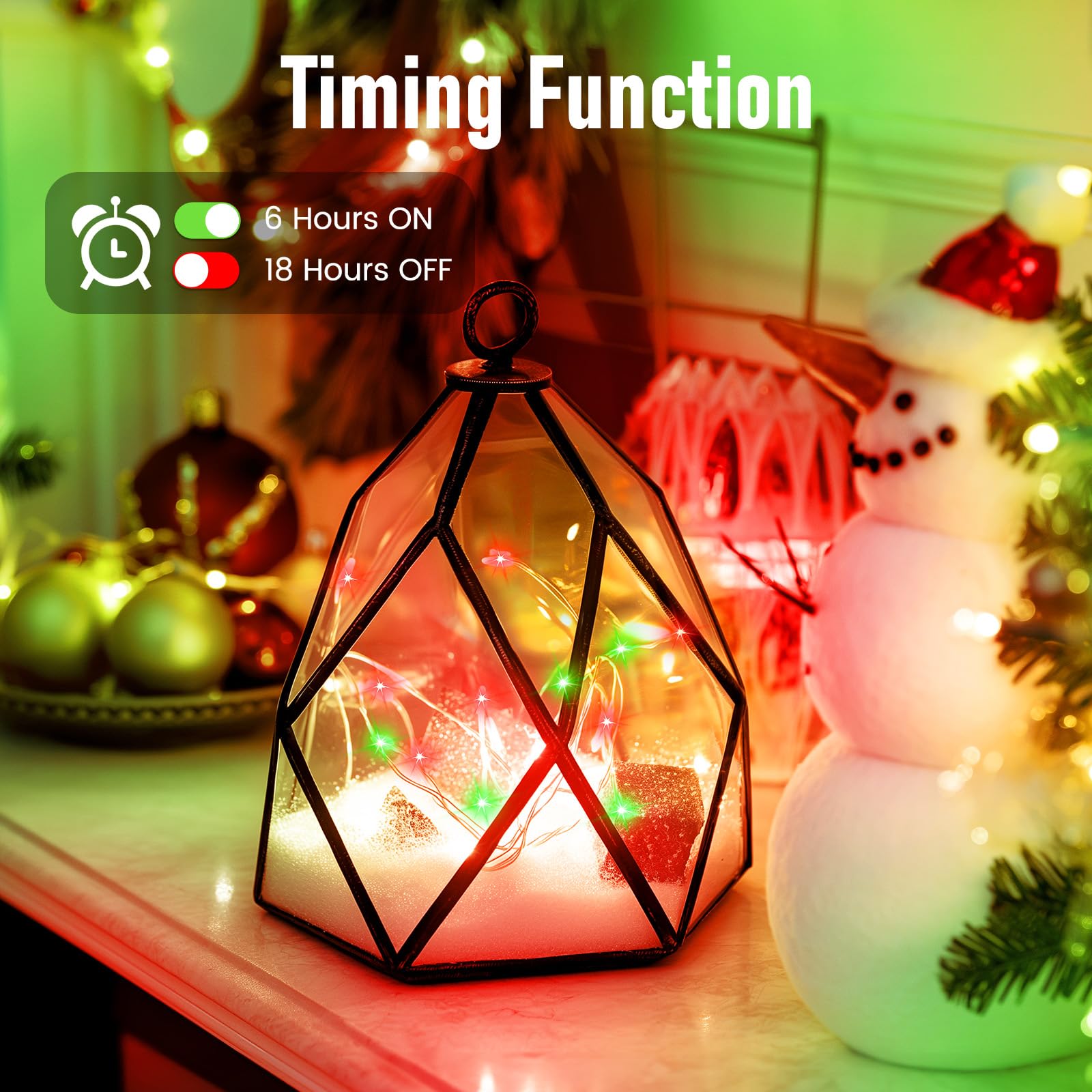 5 Pack Fairy Lights Battery Operated, 7 Feet 20 Led String Lights With Timer, Waterproof Firefly Lights On Silver Wire For Home Party Wedding Christmas Decorations, 6 Hours On/18 Hours Off, Red Green