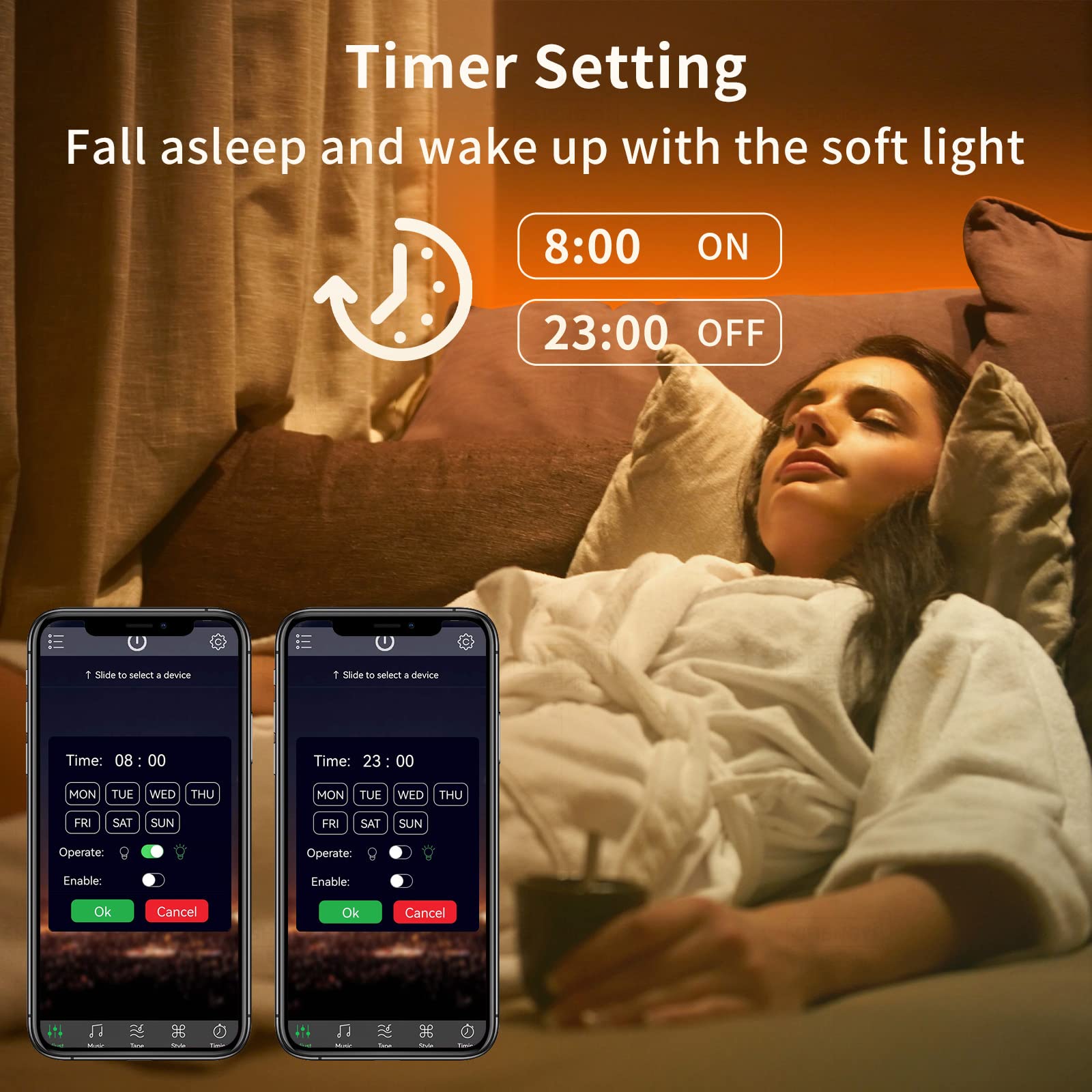 KSIPZE 100ft LED Strip Lights - RGB Music Sync, Bluetooth Control, 2 Rolls of 50ft for Bedroom Home Decor