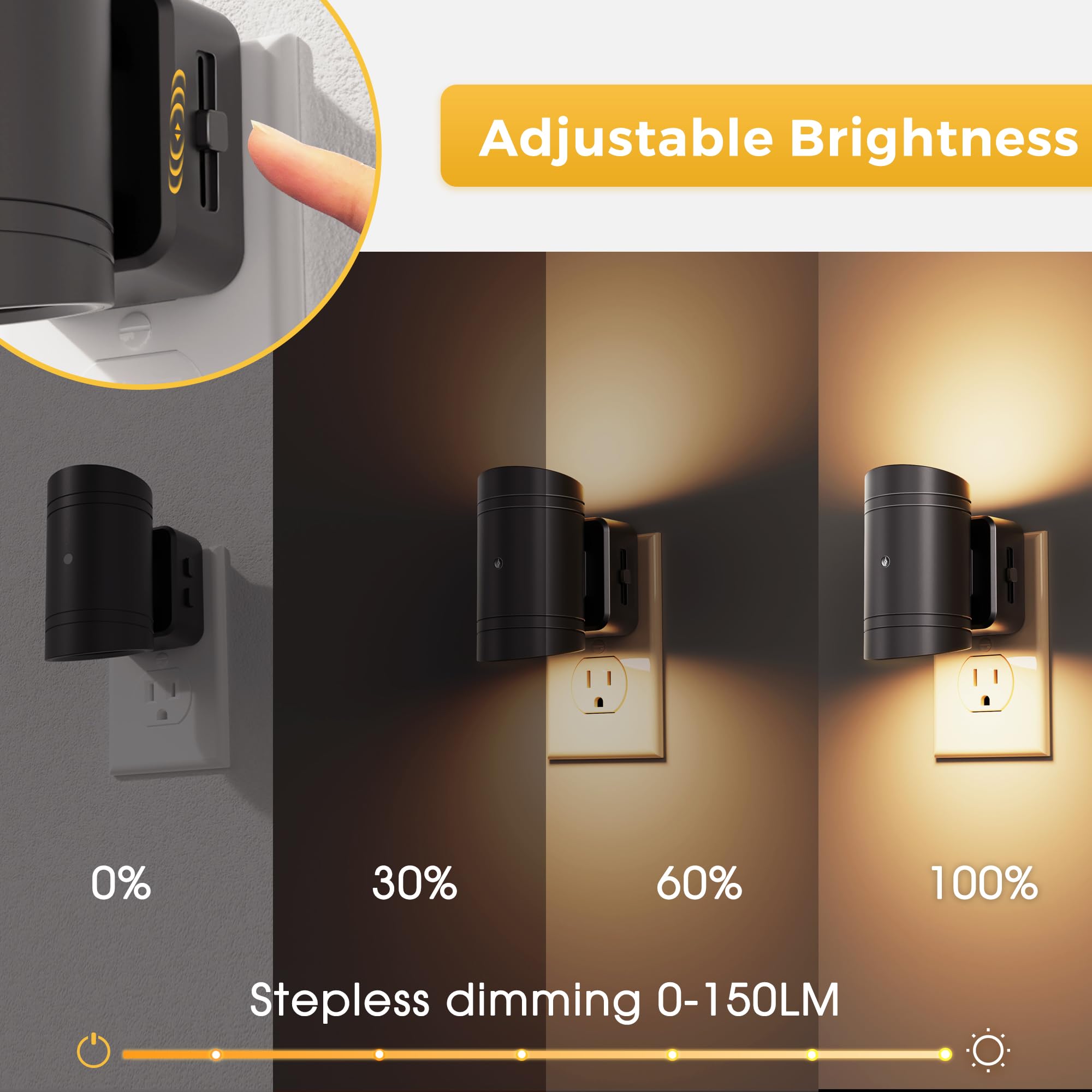 L Lohas Led Night Light, Dimmable Night Lights Plug Into Wall,2 Pack Nightlight For Kids,180 Rotatable, 3000K 0-150Lm Dimmable N