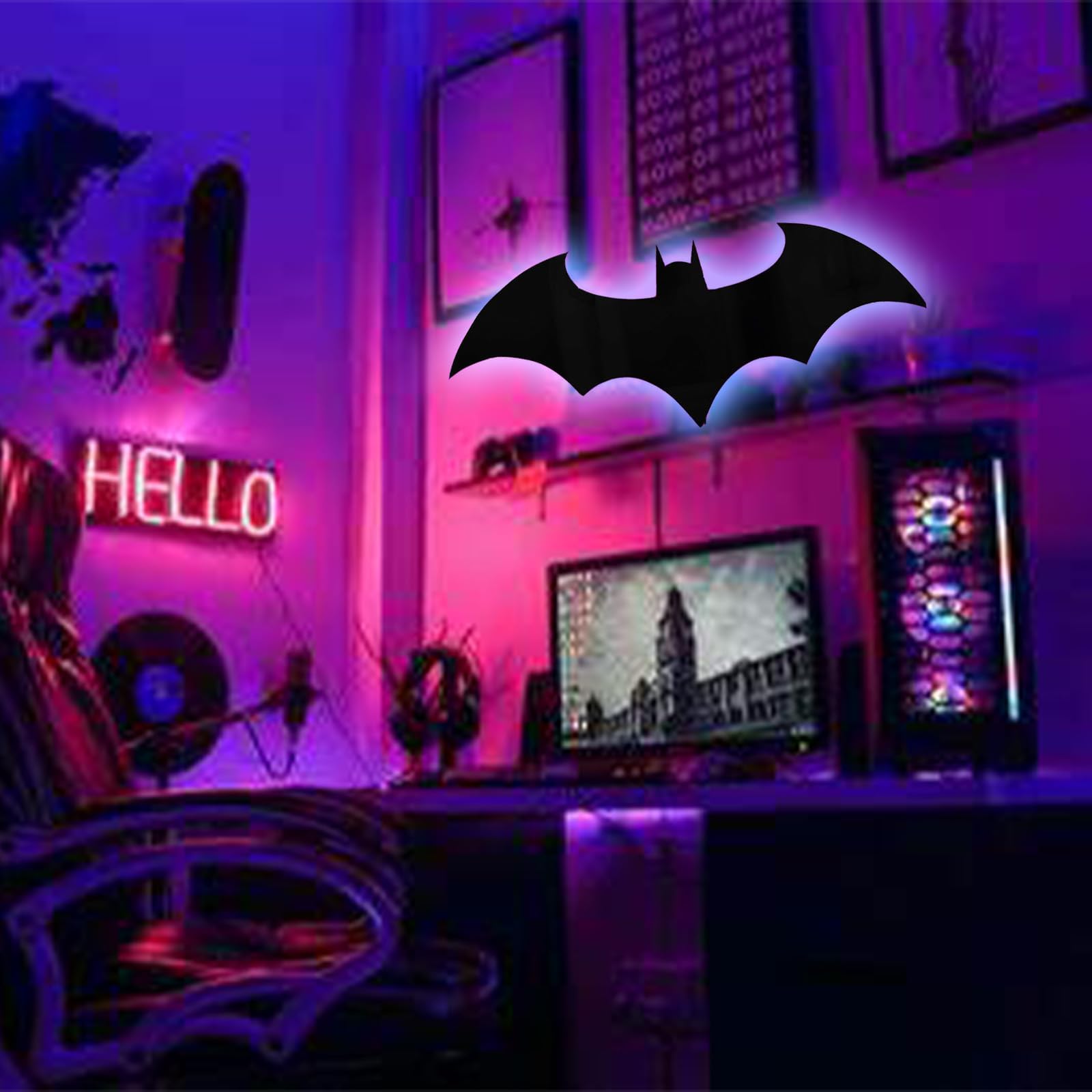Aklope Superhero Led Lamp Decor Night Light With 16 Colors Remote Control Custom Natural Wall Sconce Acrylic Engraved Kids Room