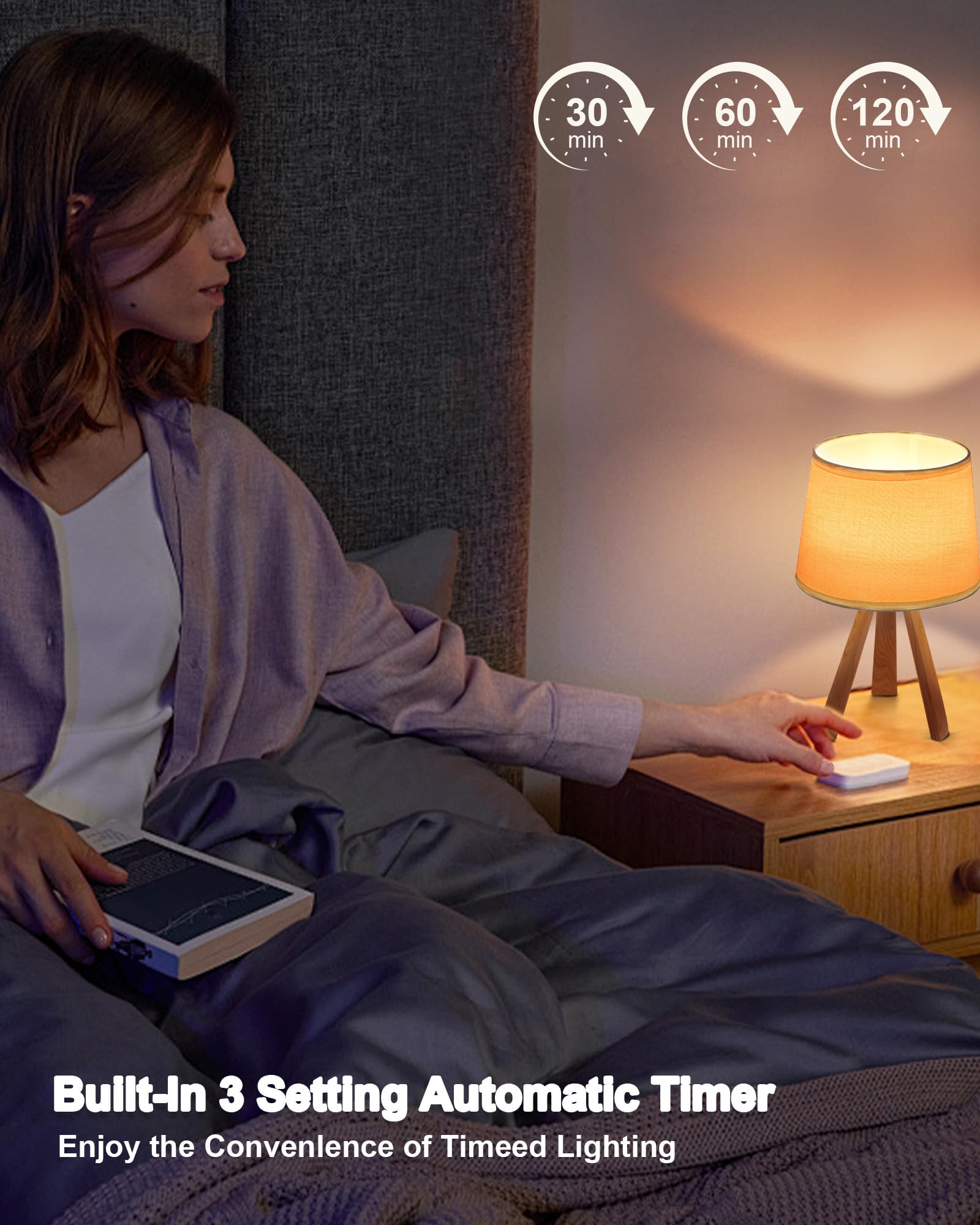 UMEXUS Cordless Table Lamp with Timer & Dimmer, Small White Fabric Shade, Rechargeable Battery, Remote Control, Model 90013