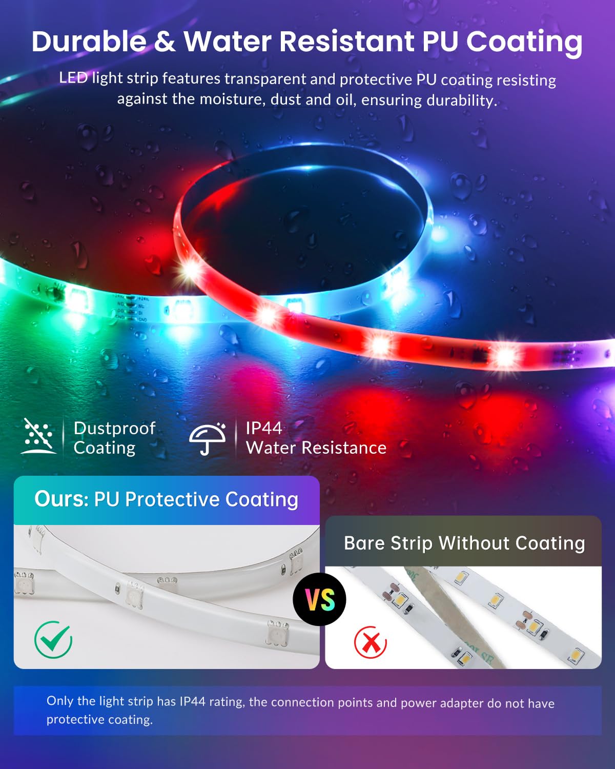 Half Pak Led Pak LED Lights for Bedroom 16.4ft, Smart RGB+IC LED Strip Lights with ...