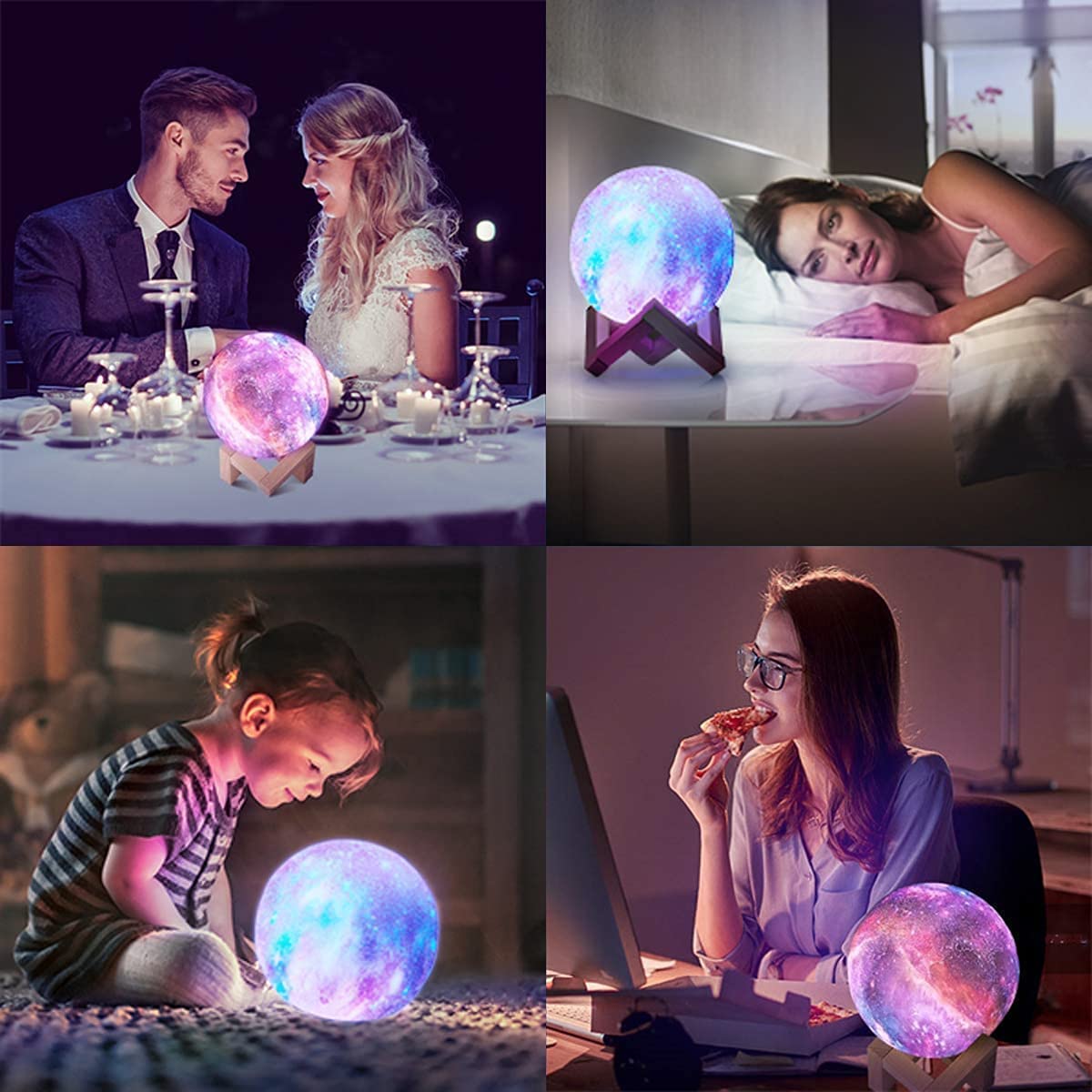 NSL Lighting Moon Lamp Galaxy Lamp 5.9 inch 16 Colors LED 3D Moon Light, Remote & Touch Control Lava Lamp Moon Night Light Gifts