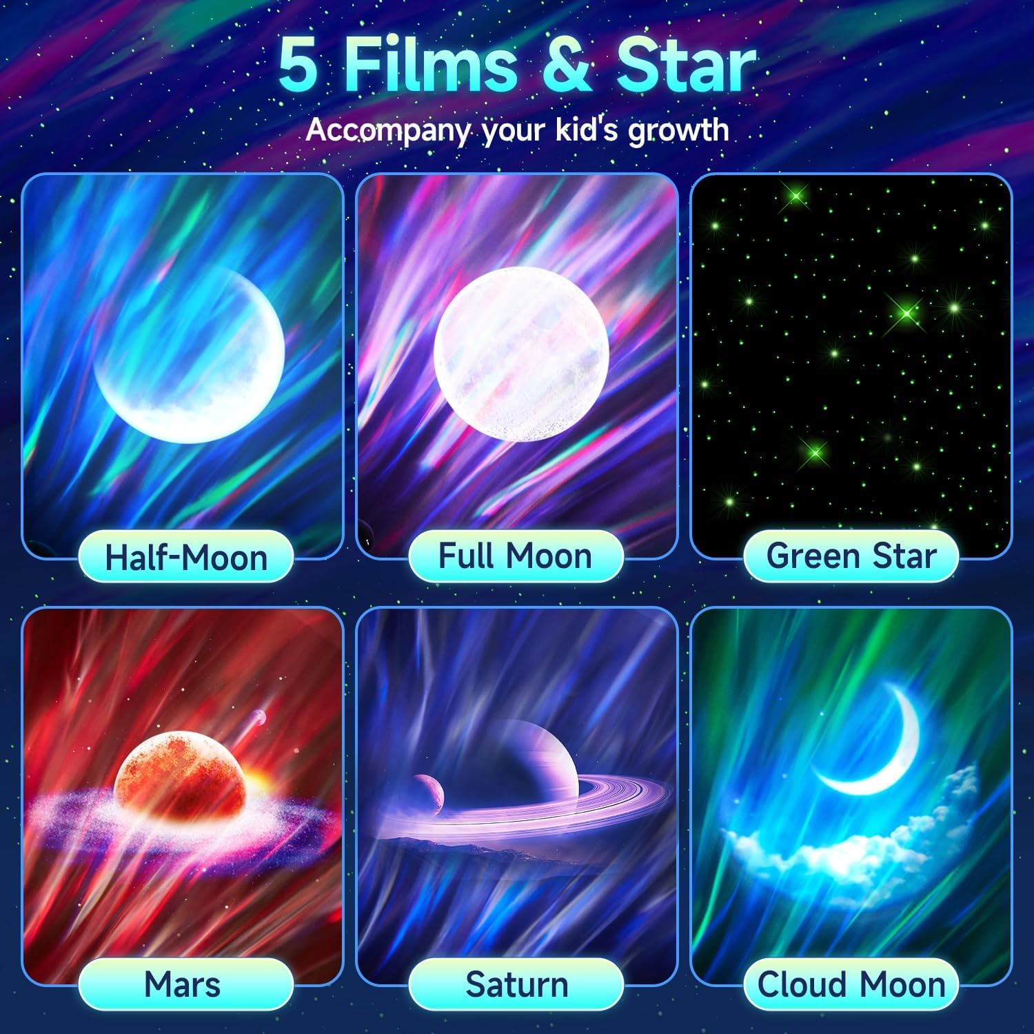 Galaxy Projector For Bedroom,16Color Northern Lights Projector,15White Noise Galaxy Light Projector,5Moon Star Projector,Bluetoo