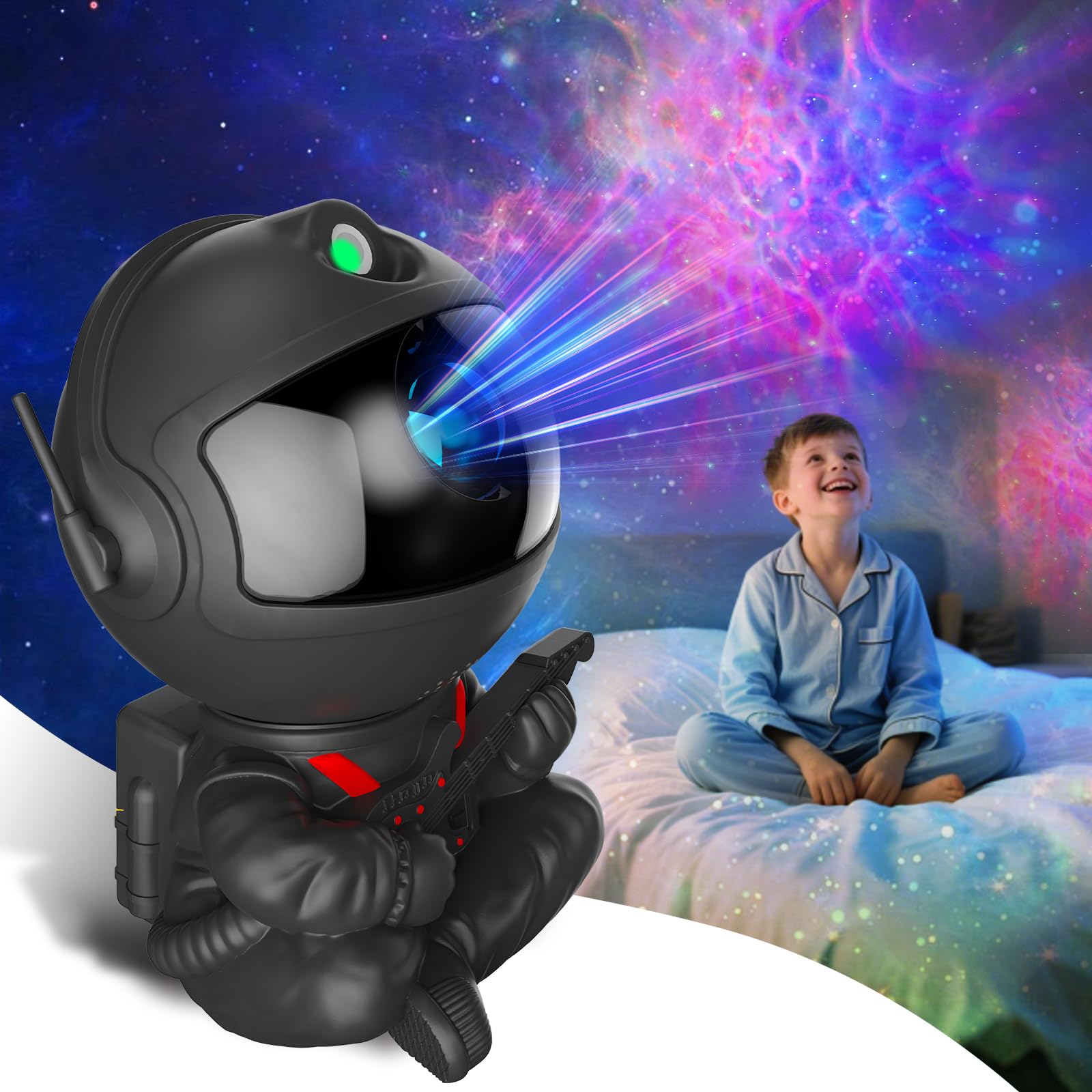 SHJQJJLBCQ Galaxy Projector Astronaut Star Projector Kids Night Light Black Model HR-F2