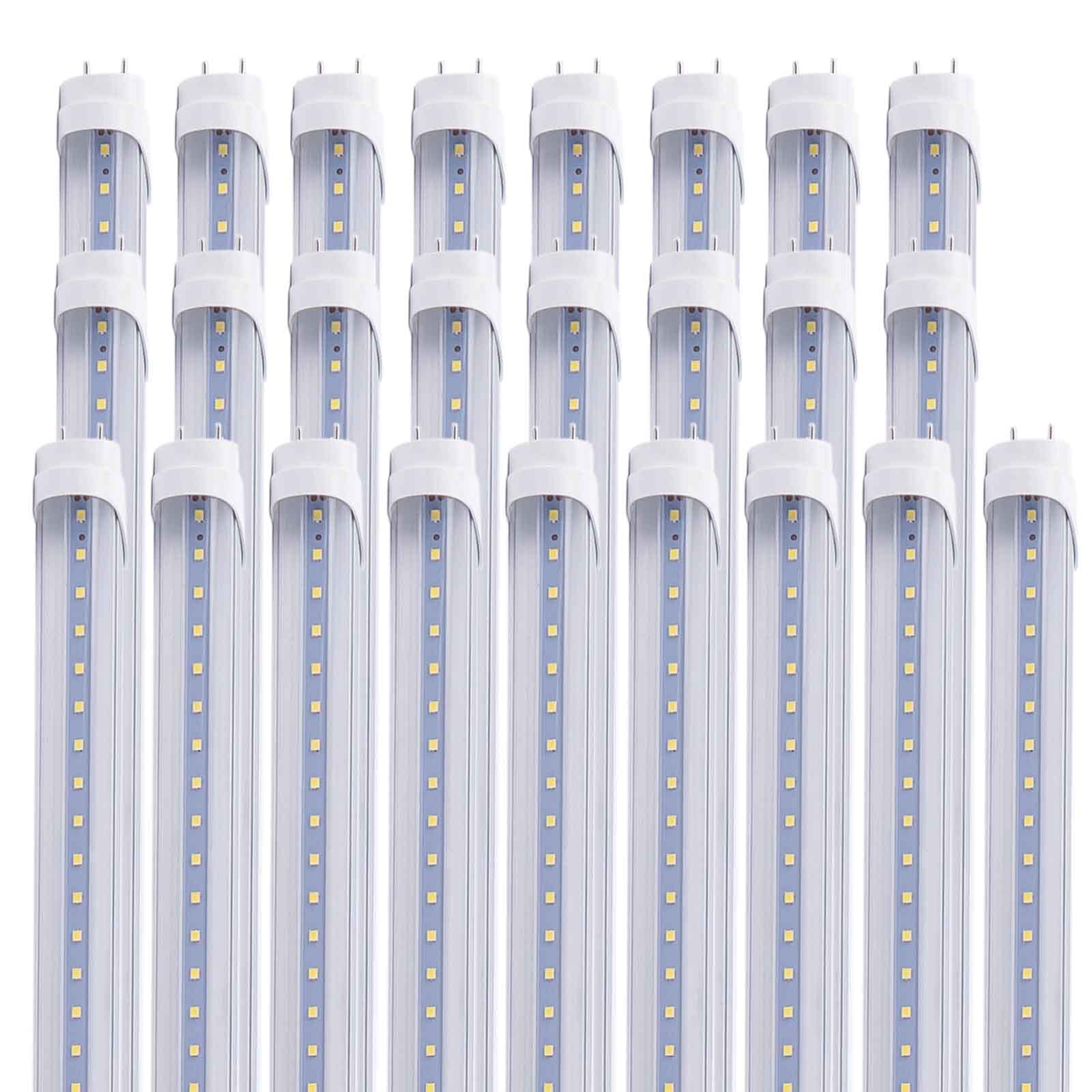 Mkujoo 25Pcs 4Ft 24W T8 Led Tube Light White Daylight 6000K 4' Led Bulbs Garage Warehouse Shop Light Ballast Bypass G13 Base T10