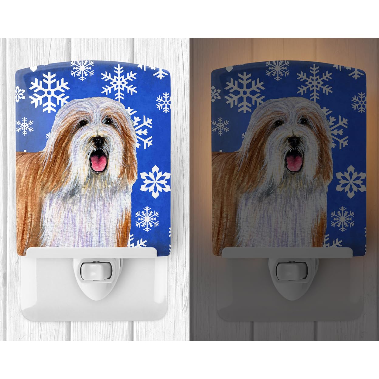 Carolines Treasures Ceramic Night Light Bearded Collie 6x4x3in Multicolor Model LH9285CNL UL-Certified for Bedroom Bathroom Nursery