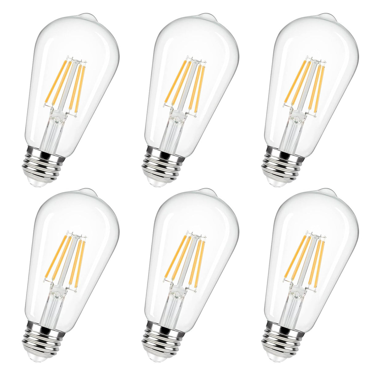 M Mayjazz Edison Bulbs 60 Watt Led St19, 6W(60 Watt Equivalent), 2700K Soft White,Dimmable,St58 Led Filament Bulb,Clear Glass Li