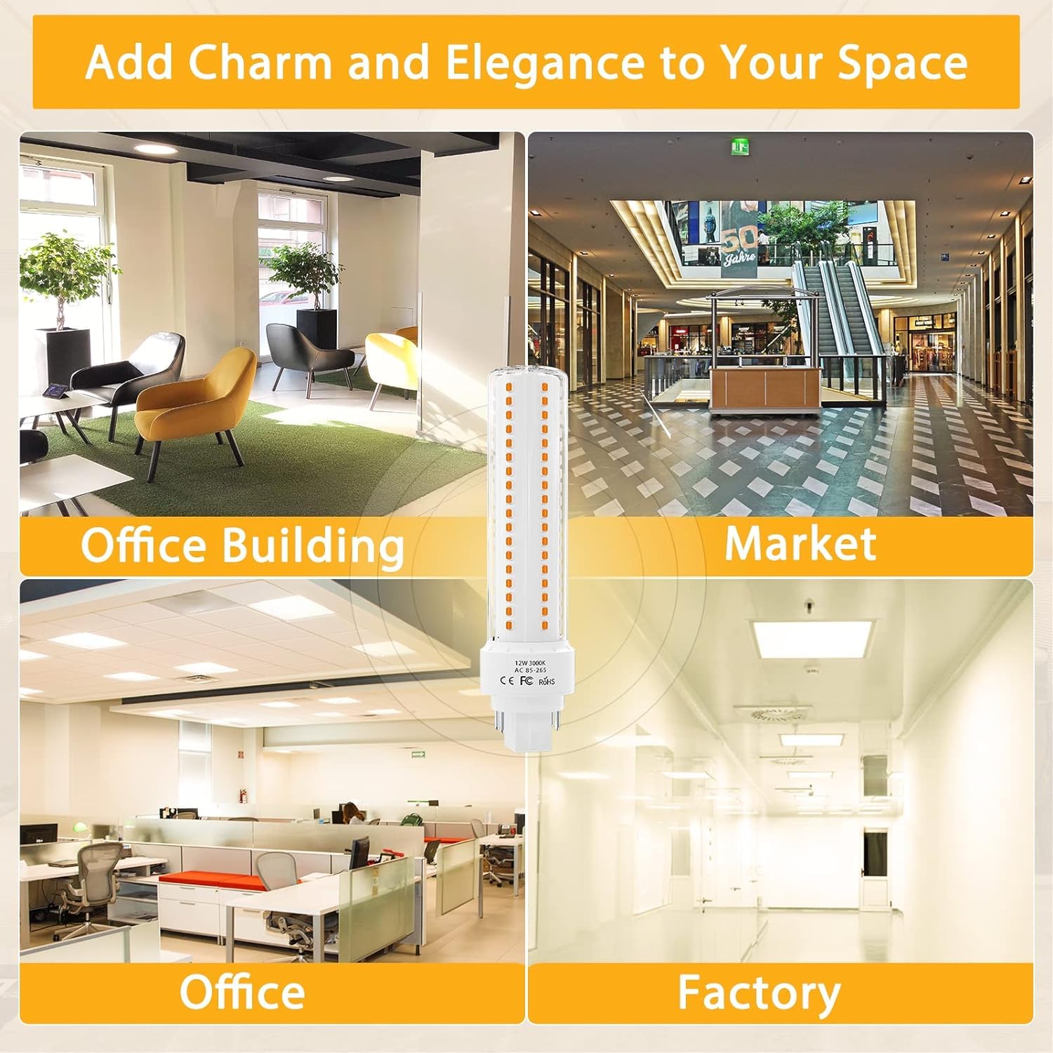 Lustaled Gx24 4-Pin Base Led Bulb, 12W G24Q Pl-C Horizontal Recessed Light 26W Cfl Lamp Equivalent For Kitchen Light Pendant Lamp Dining Room, Warm White 3000K, 4-Pack (Remove/Bypass The Ballast)