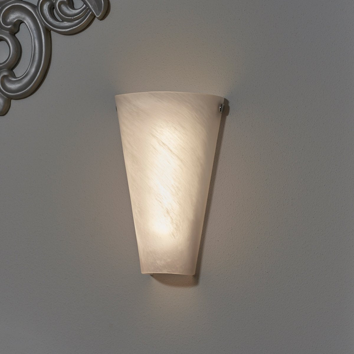Its Exciting Lighting IEL-4400 Frosted Marble Glass Wall Sconce, Battery Powered, 4 Hour Timer, Conical Design