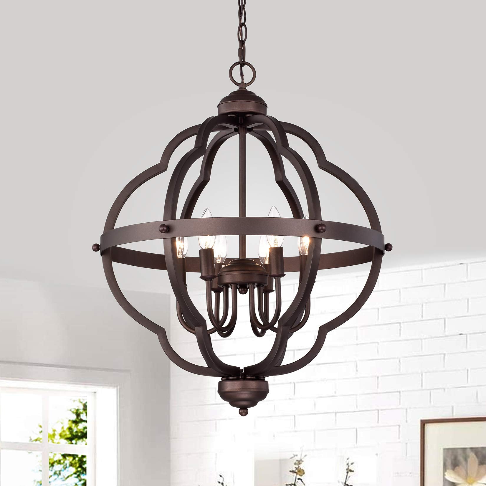 Acland 6 Light Globe Pendant Light Fixture, Oil Rubbed Bronze Farmhouse Chandelier Lighting, Diameter 21 Inch Hanging Lights For