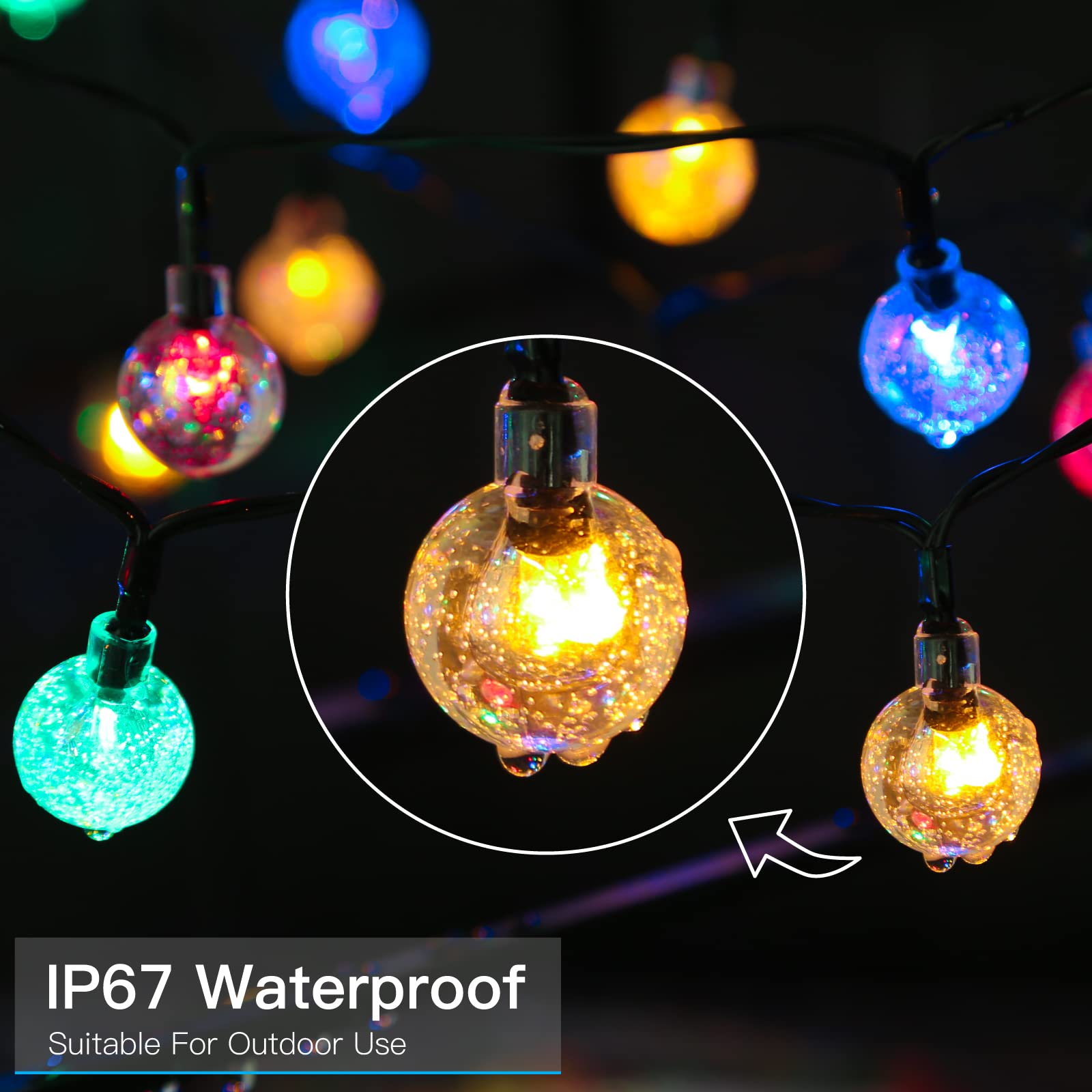 Suddus Solar Lights For Outside, 2-Pack 60 Led Solar Multi Color Globe Lights Outdoor Waterproof, Solar Lights For Tree, Camping
