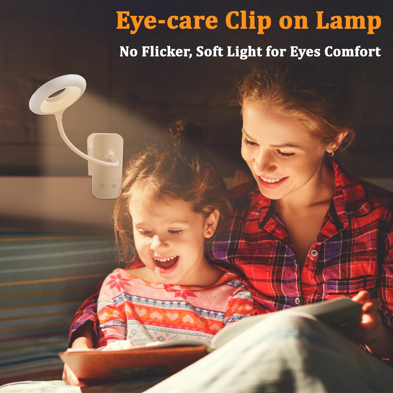 Hecdstly 2 Pack Clip On Led Reading Light, 25 Models Usb Rechargeable Bed Lights With Large Clamp For Headboard, Eye Protection