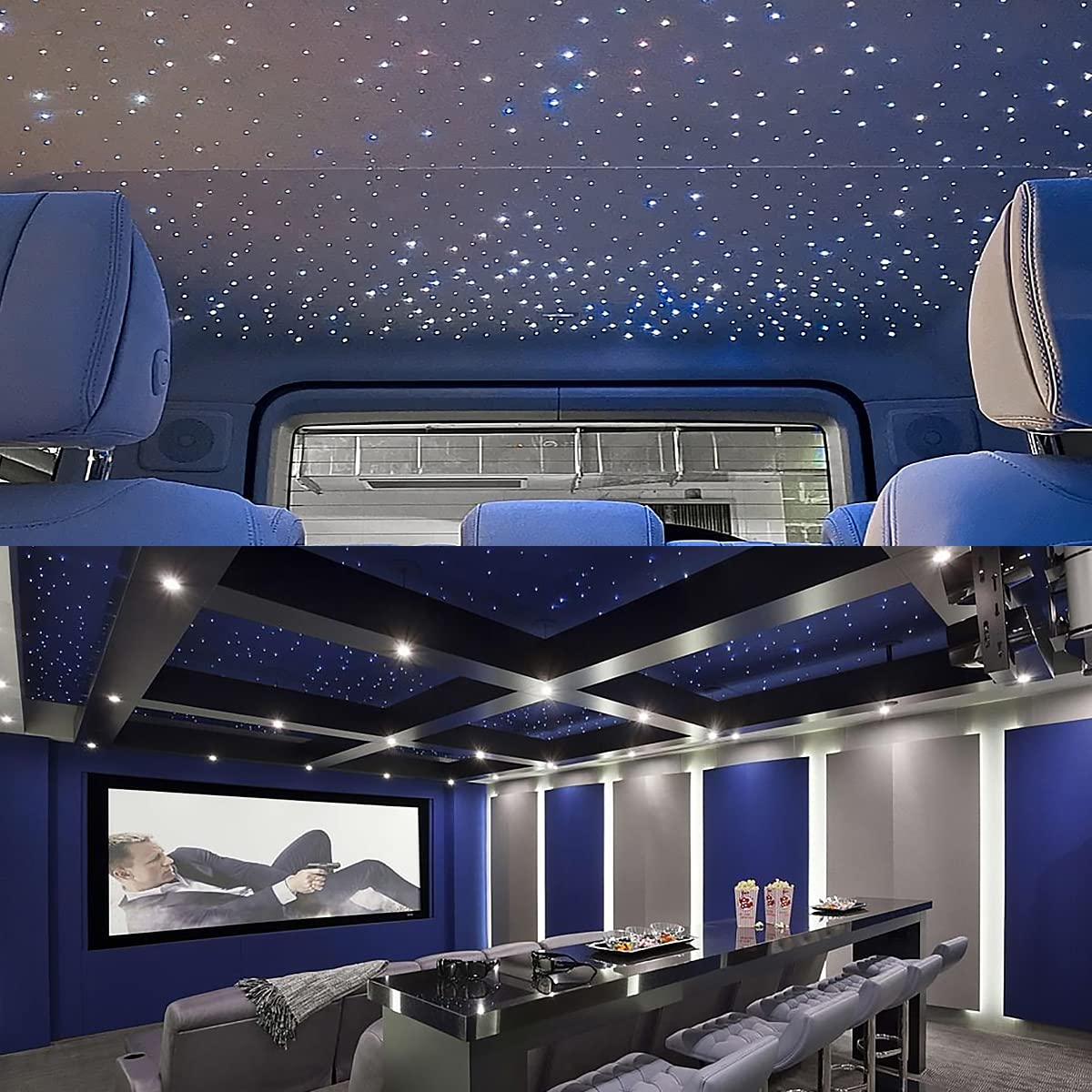 Akepo 16W Small Size Rgbw Twinkle Fiber Optic Light Kit, App Music Activated Mixed 460Pcs 9.8Ft/3M Optical Fiber Star Ceiling Li