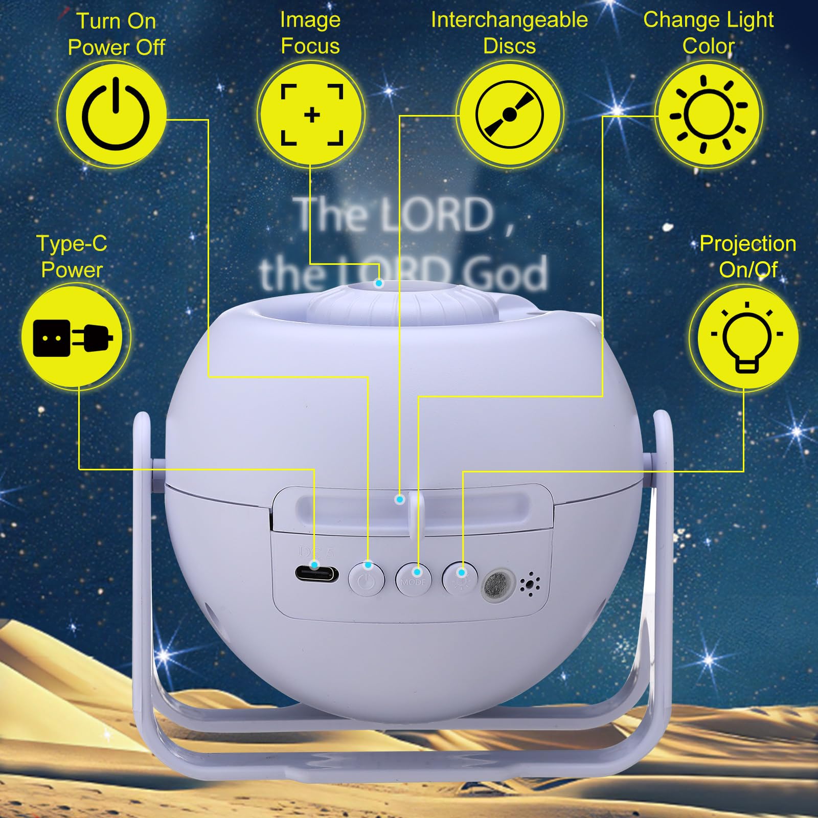Aurelema Bible Verses Galaxy Projector Night Light Set with 12 Discs, White, Model MJO-Aurelema-820
