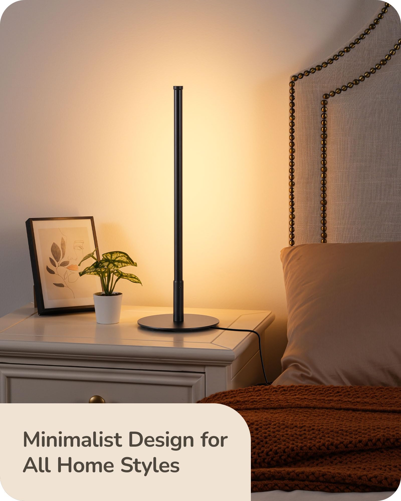 EDISHINE LED Table Lamp, Minimalist Design, 3 Dimmable Color Temperatures, Black Aluminum Finish, 6W