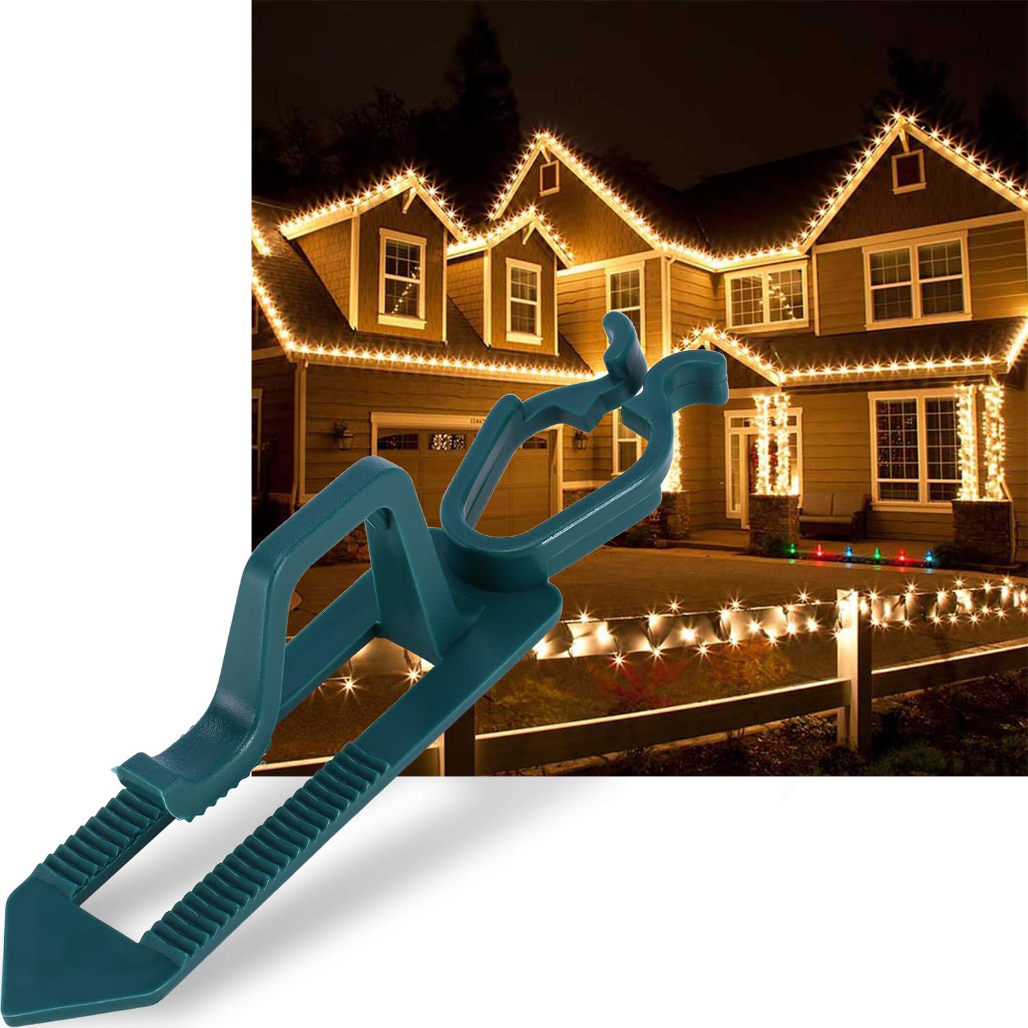 Ourtroness Christmas Light Clip - 100 Packs Green Clay Tile Roof Clips for C7, C9, Mini & Icicle Lights