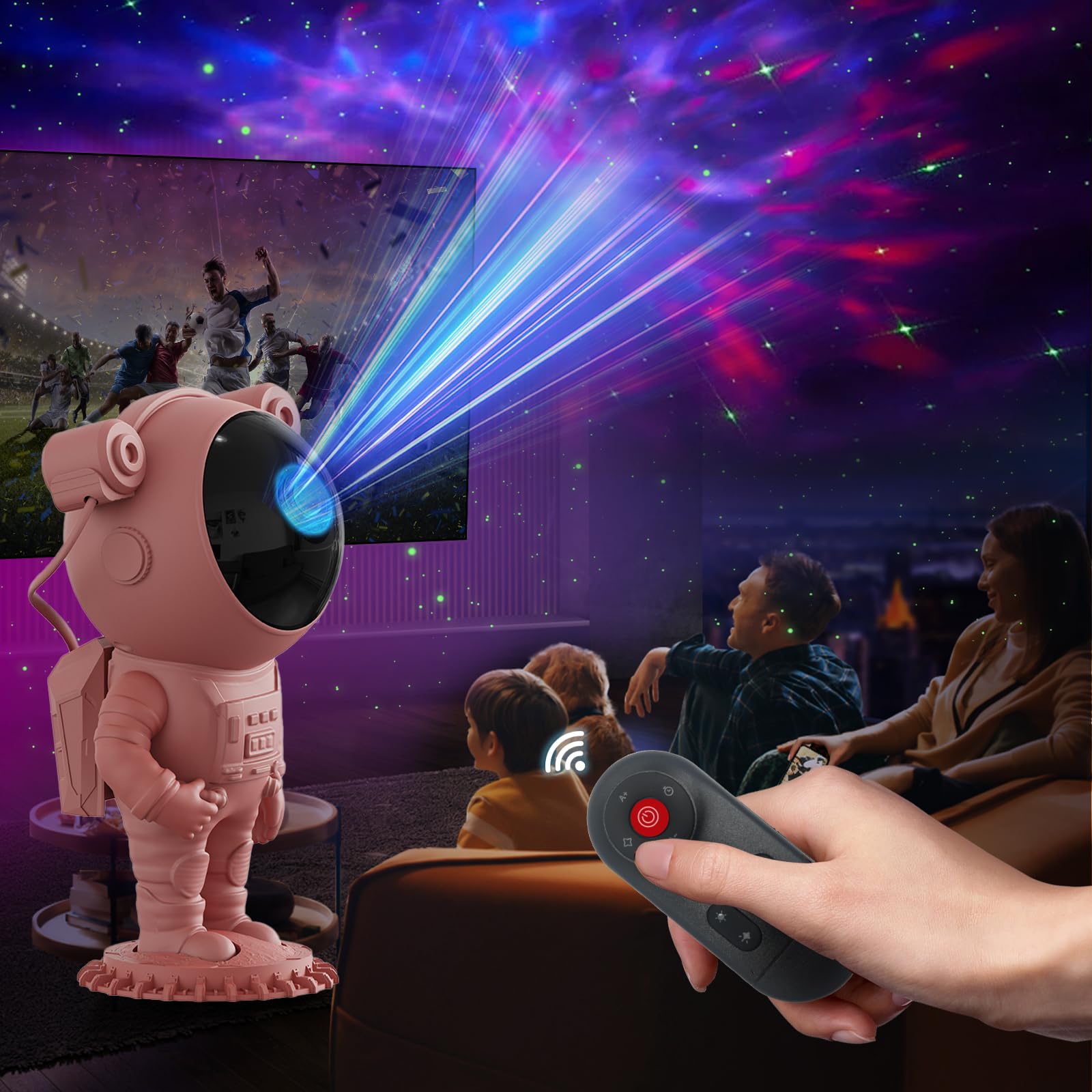 Aspiremit Astronaut Galaxy Light Projector - Space Light for Ceiling, Remote Control, Pink