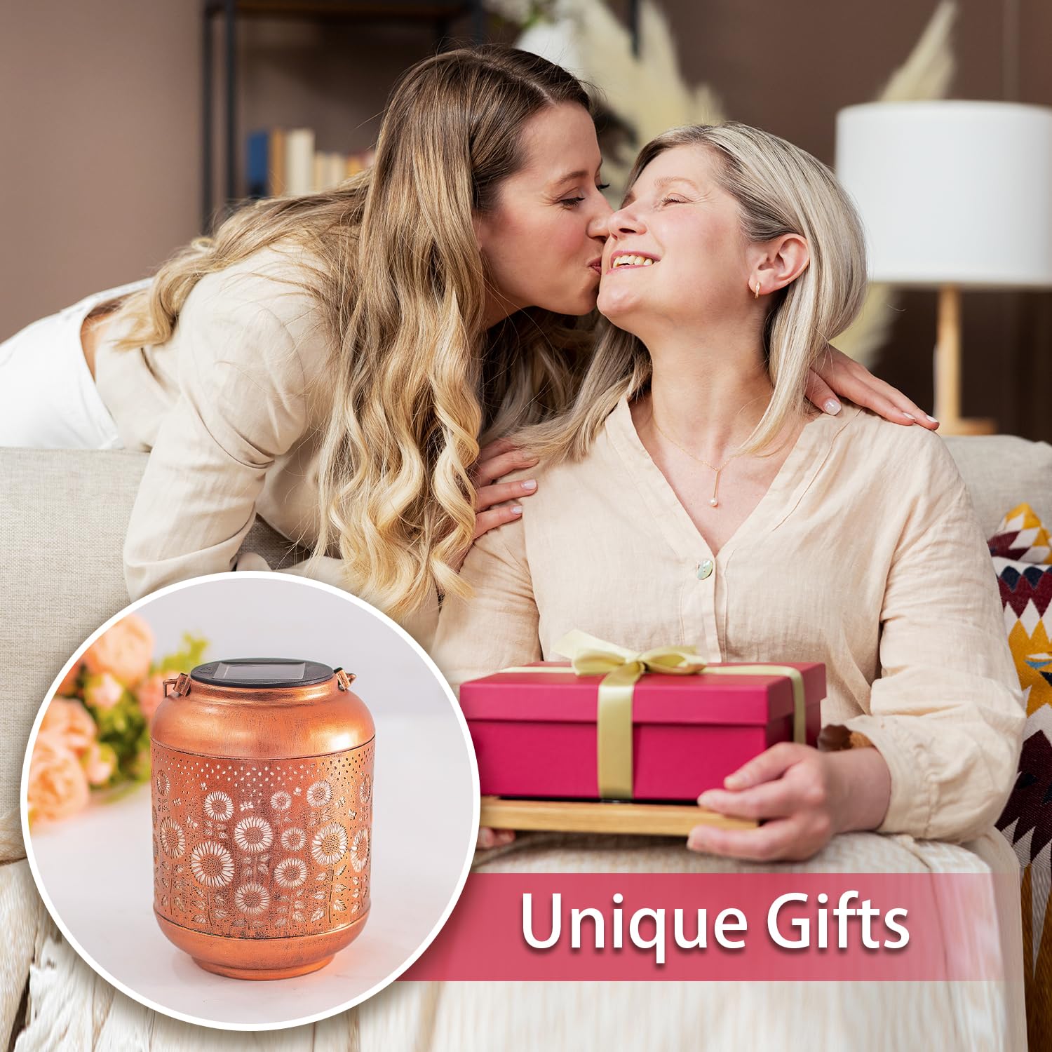 Sunflower Solar Lanterns Outdoor Waterproof Hanging Solar Lights Sunflower Gifts For Women Men Mom Metal Decorative Led Outdoor