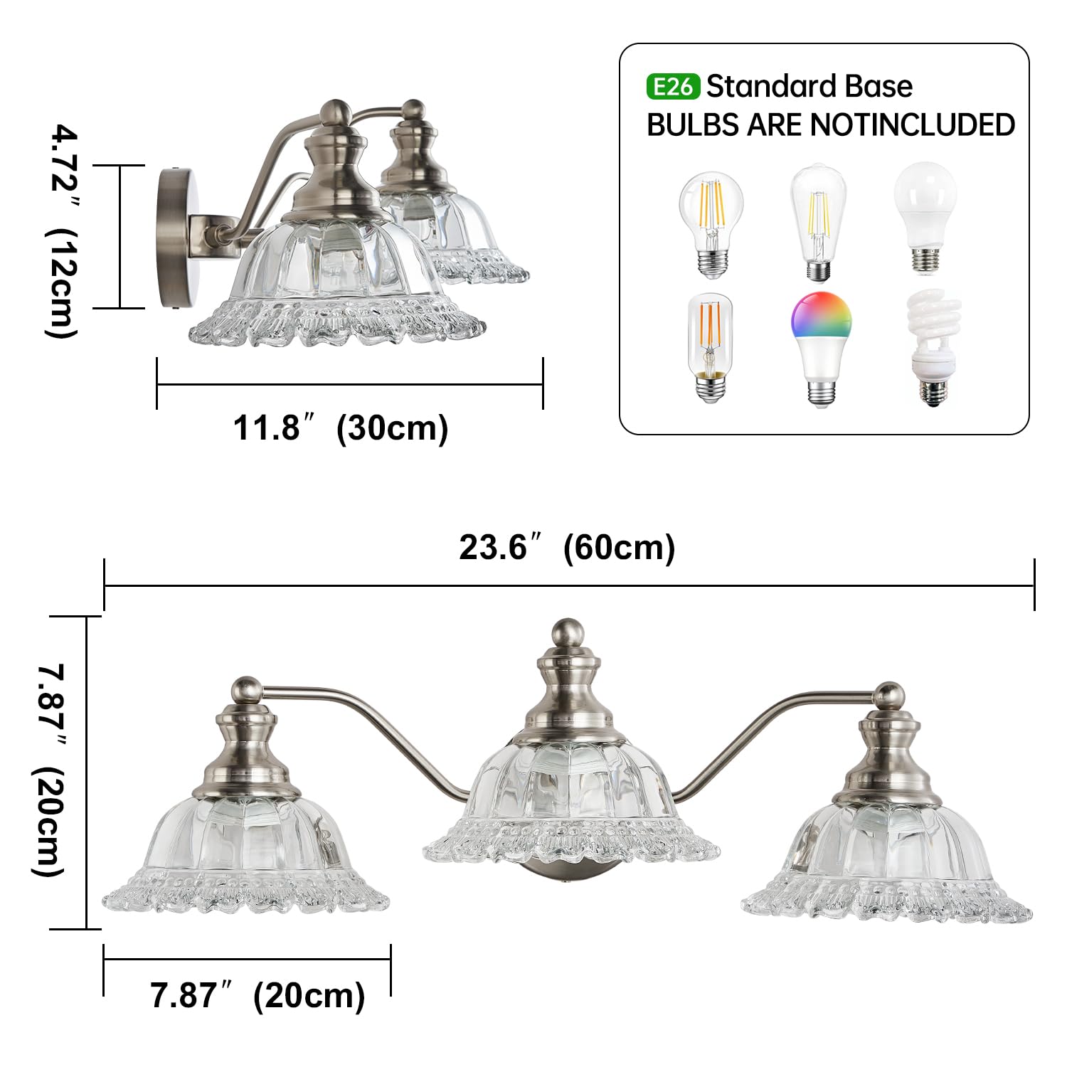 Xiedun Brushed Nickel Bathroom Vanity Light Fixture 3 Light Vanity Lights For Bathroom Vanity Light Fixtures