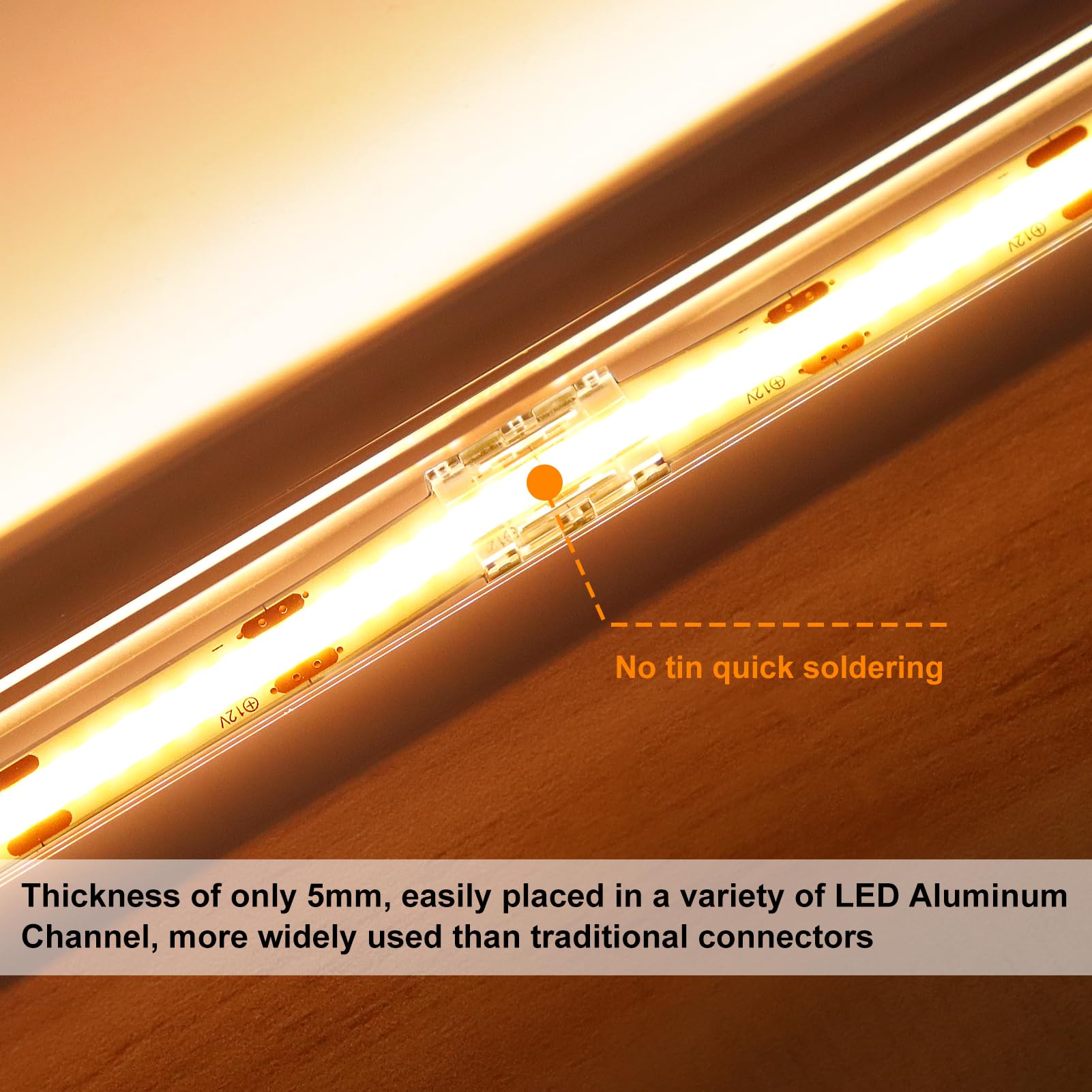 Lightingwill Led Connectors 2Pin 10Mm, 10 Pcs Strip To Wire Connector Transparent Solderless, Led Tape Light Connector No Dark A