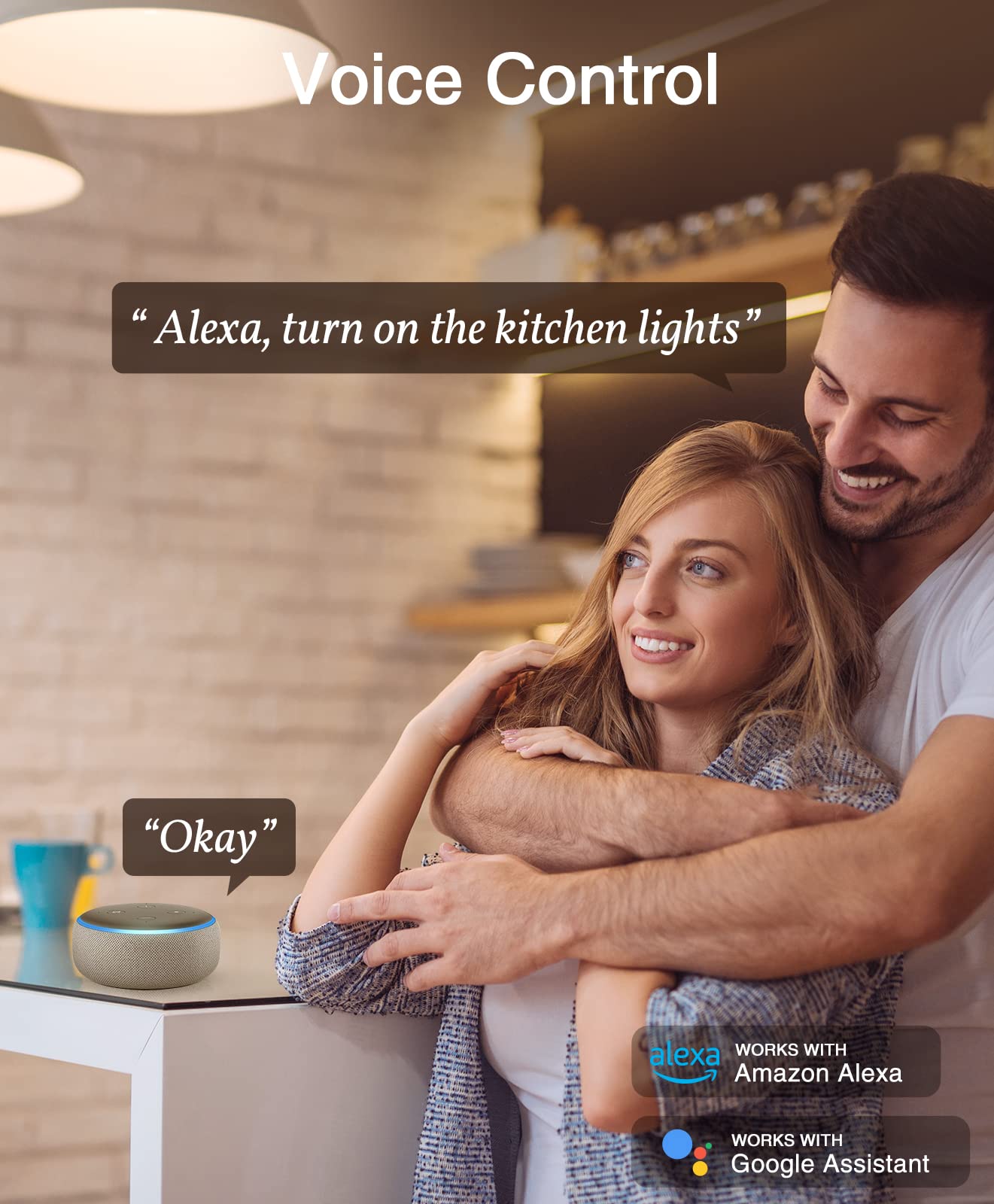 GHome Smart Light Bulbs, E26 A19 LED Smart Home Lighting Bulb Works with Alexa & Google Home, 2700K Warm White, 800 LM 8W Dimmab