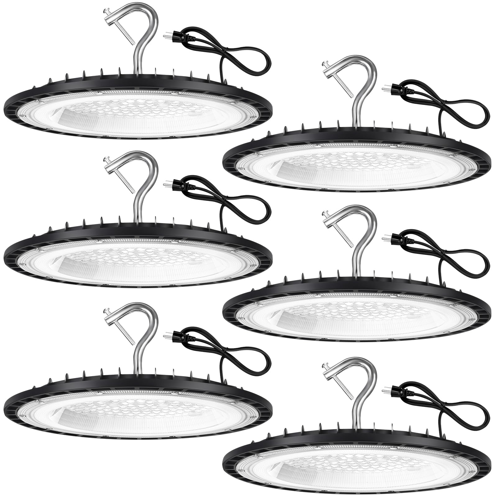 YANYCN 6 Pack 100W UFO Led High Bay Light Fixture,5000K Daylight Commercial Shop Bay Lighting,120v,15000LM,[450W MH/HPS Equiv.] 