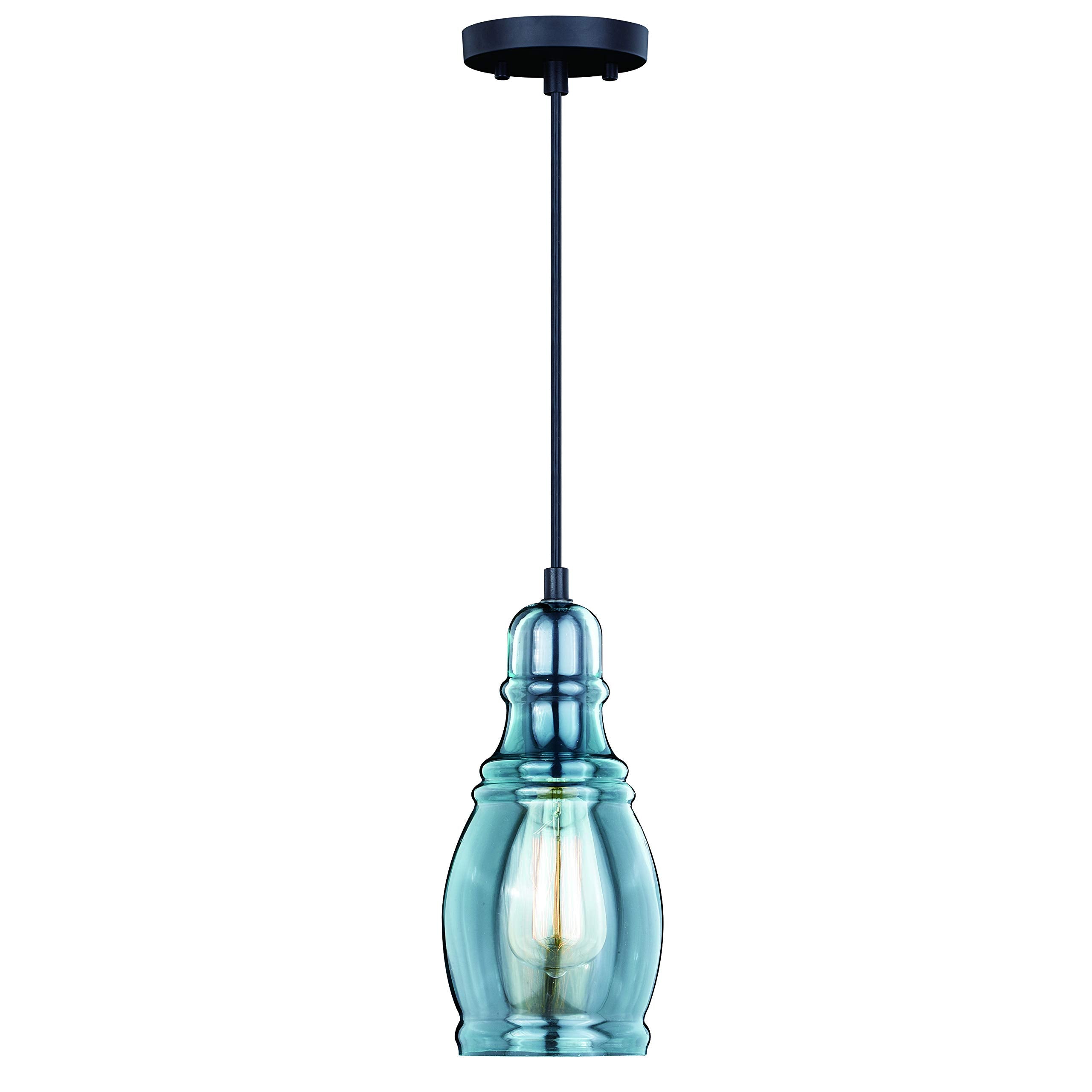 VAXCEL Millie Mini Pendant Light, Oil Rubbed Bronze, Smoke Blue Glass, 5.25in W, Model P0247